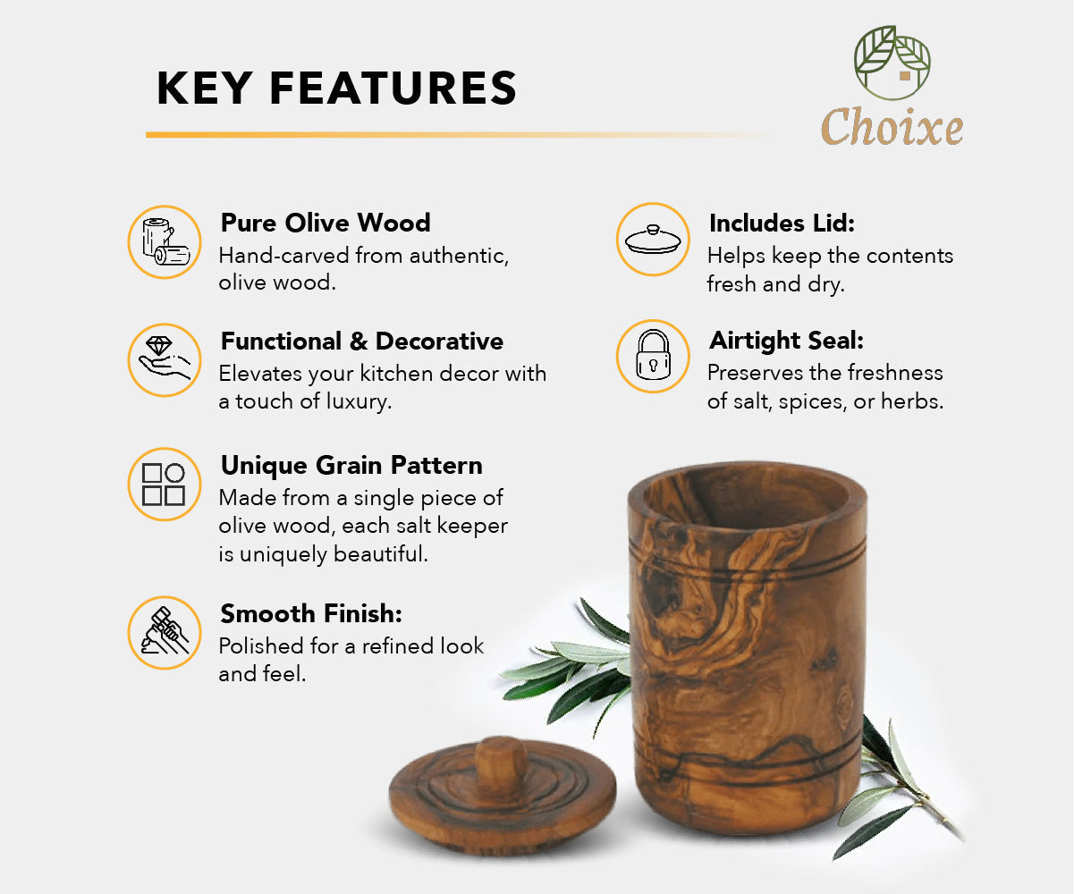 Olive Wood Spice Jar Salt Keeper W/Lid-thumbmail-1