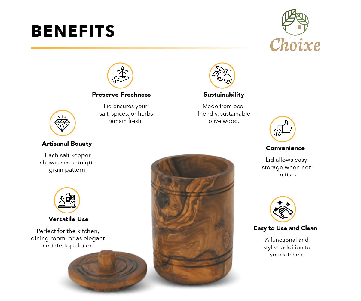 Olive Wood Spice Jar Salt Keeper W/Lid-thumbmail-8