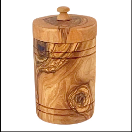 Olive Wood Spice Jar Salt Keeper W/Lid-thumbmail-5