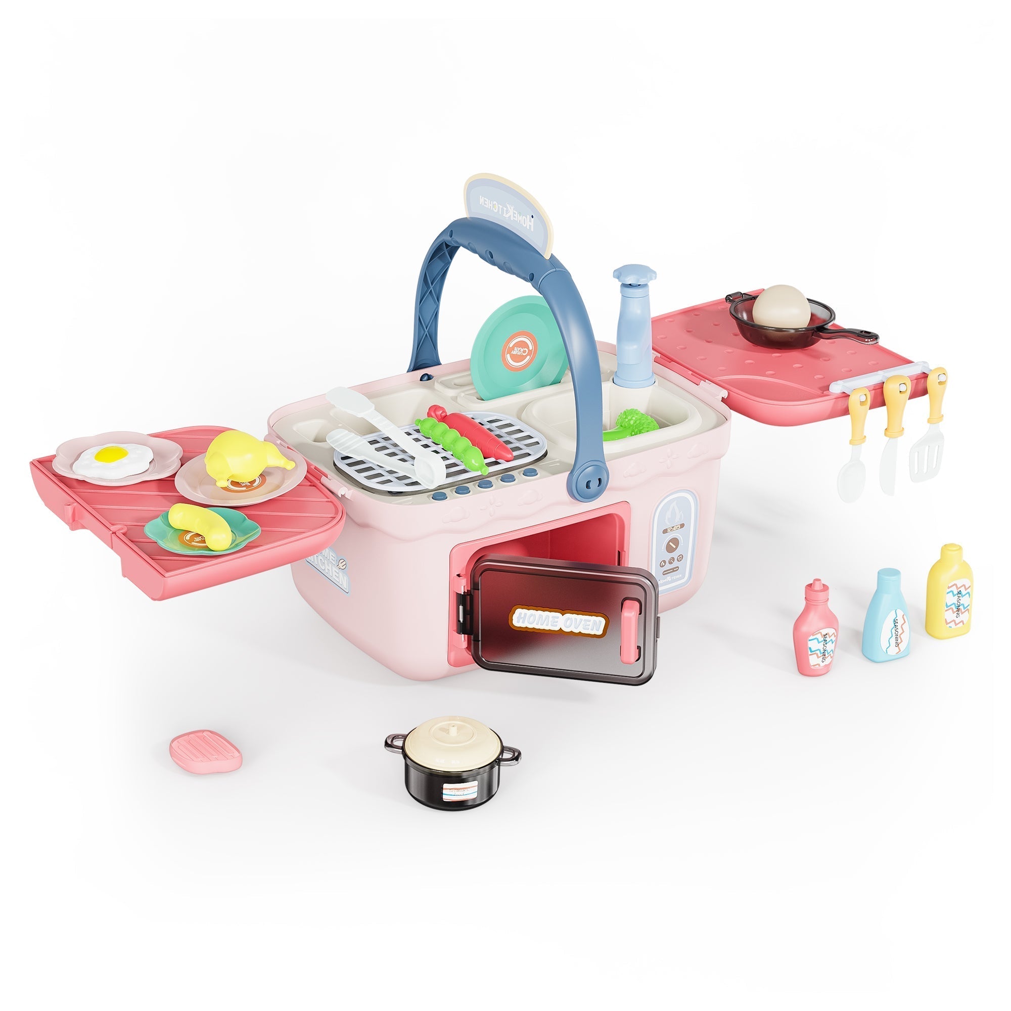 Contixo Kids Kitchen & Picnic Playset, Toddler Toys, Ages 3+, Interactive Grill, Sink & Oven, Mini Kitchen W/ Music & Lights, Color-Changing Foods, Boys & Girls-thumbmail-3