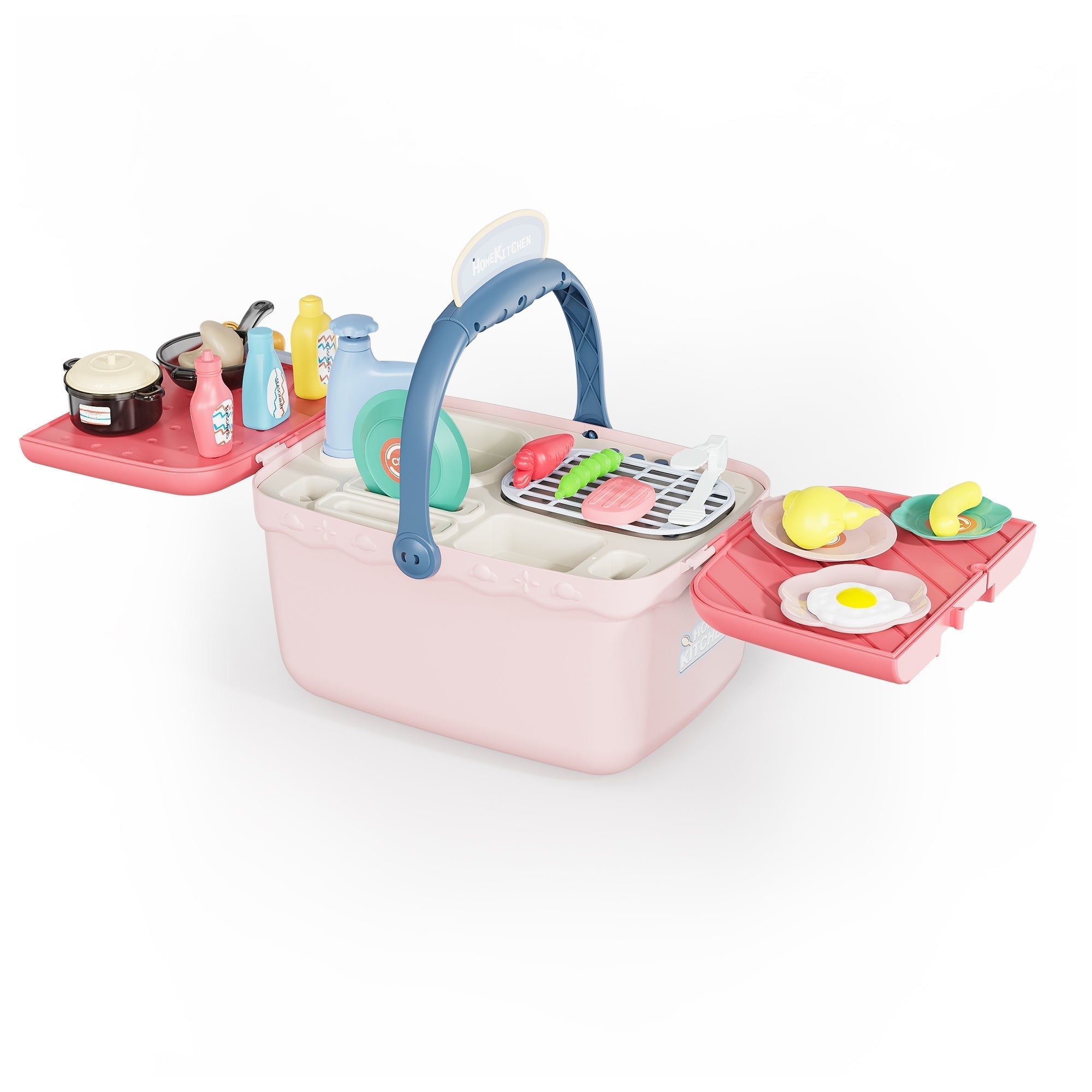 Contixo Kids Kitchen & Picnic Playset, Toddler Toys, Ages 3+, Interactive Grill, Sink & Oven, Mini Kitchen W/ Music & Lights, Color-Changing Foods, Boys & Girls-thumbmail-4