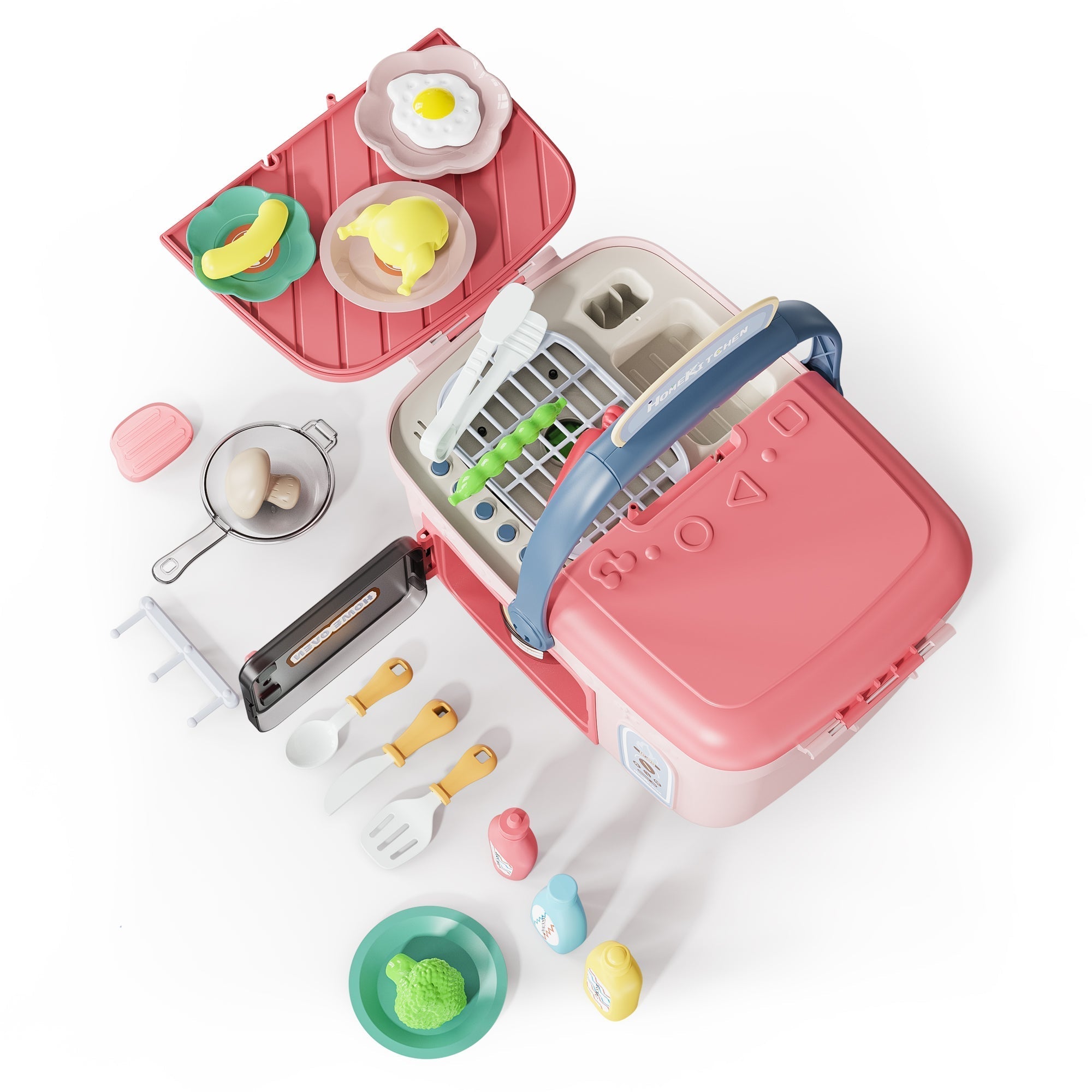 Contixo Kids Kitchen & Picnic Playset, Toddler Toys, Ages 3+, Interactive Grill, Sink & Oven, Mini Kitchen W/ Music & Lights, Color-Changing Foods, Boys & Girls-thumbmail-6