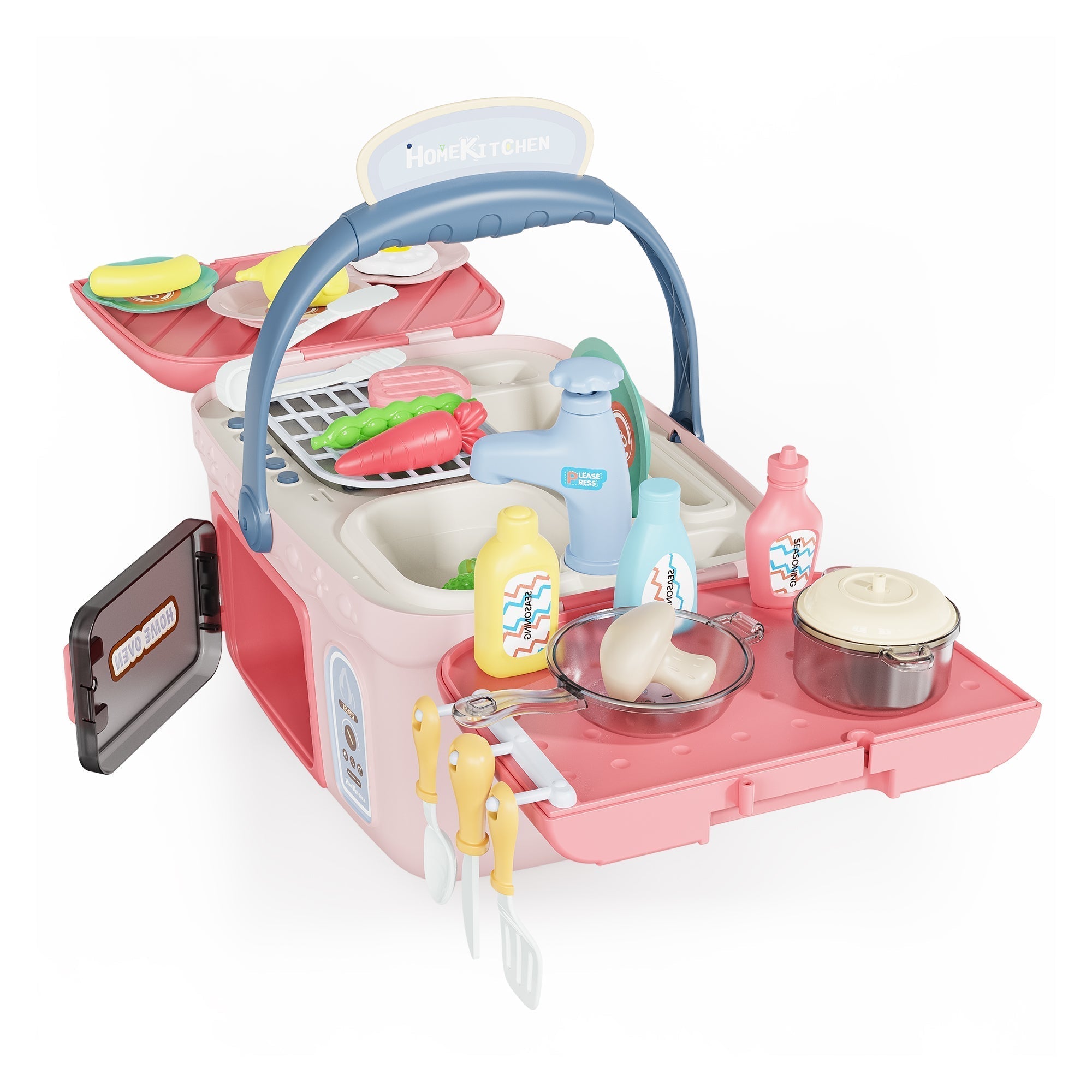 Contixo Kids Kitchen & Picnic Playset, Toddler Toys, Ages 3+, Interactive Grill, Sink & Oven, Mini Kitchen W/ Music & Lights, Color-Changing Foods, Boys & Girls-thumbmail-7
