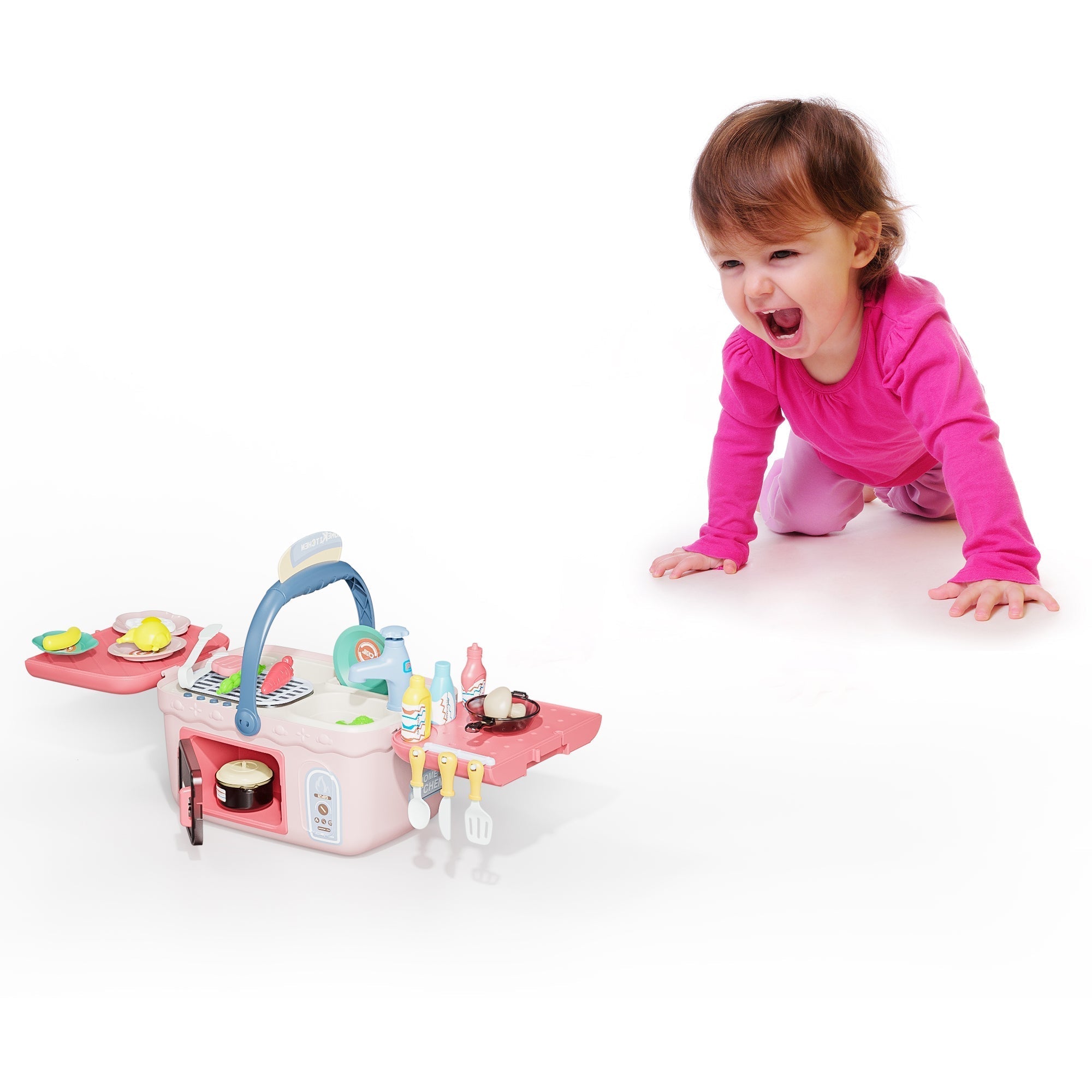 Contixo Kids Kitchen & Picnic Playset, Toddler Toys, Ages 3+, Interactive Grill, Sink & Oven, Mini Kitchen W/ Music & Lights, Color-Changing Foods, Boys & Girls-thumbmail-12