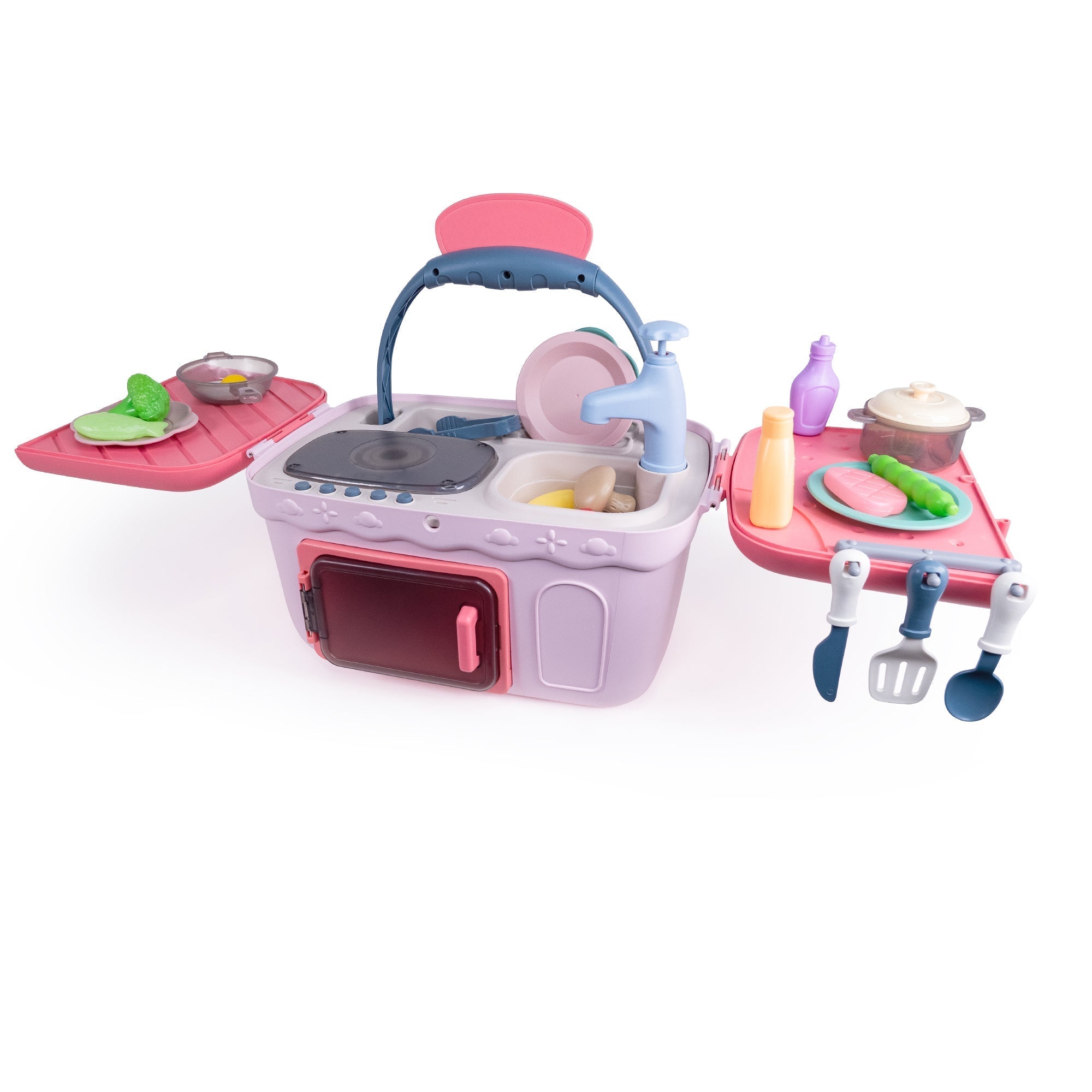 Contixo Kids Kitchen & Picnic Playset, Toddler Toys, Ages 3+, Interactive Grill, Sink & Oven, Mini Kitchen W/ Music & Lights, Color-Changing Foods, Boys & Girls-thumbmail-13