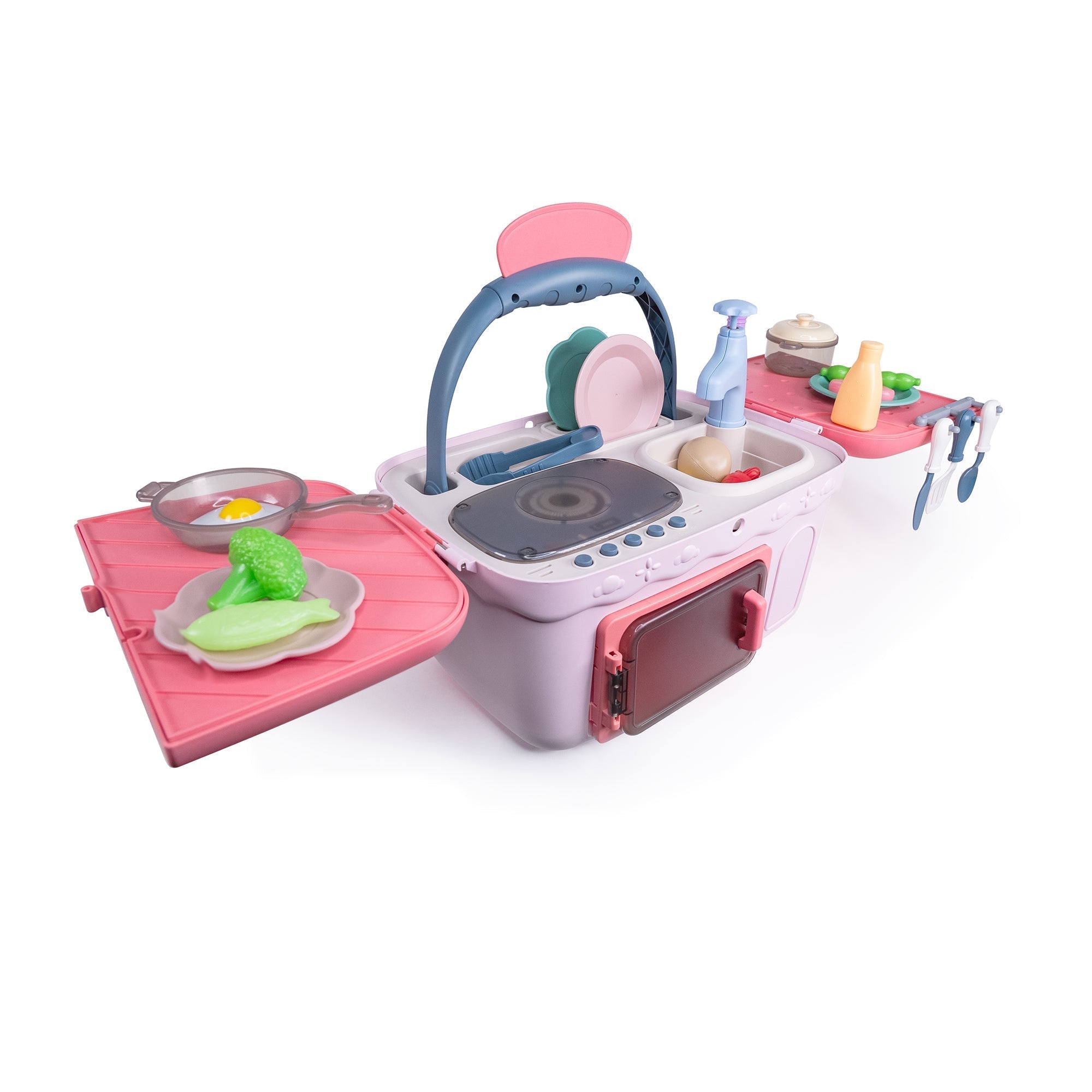 Contixo Kids Kitchen & Picnic Playset, Toddler Toys, Ages 3+, Interactive Grill, Sink & Oven, Mini Kitchen W/ Music & Lights, Color-Changing Foods, Boys & Girls-thumbmail-14