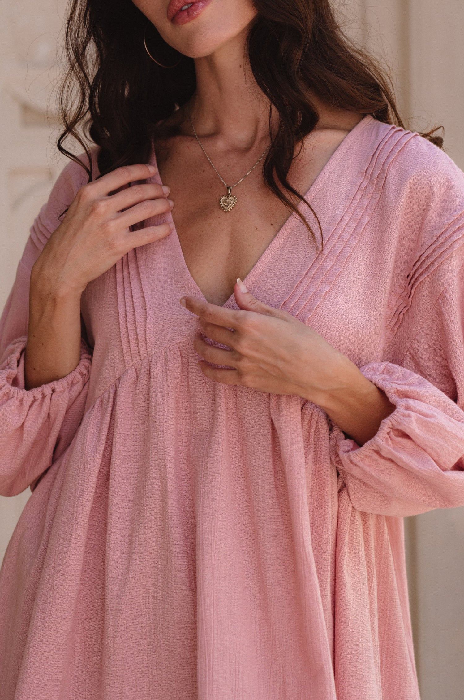 Palmira Handcrafted Linen Mini Dress-thumbmail-3
