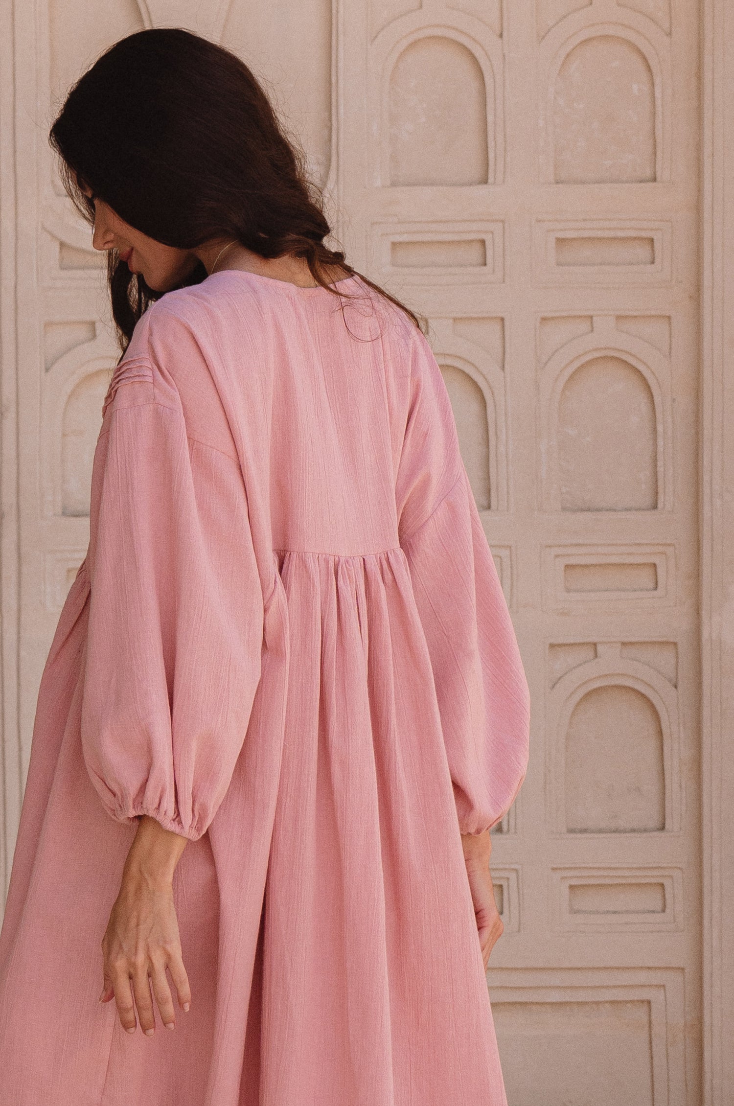 Palmira Handcrafted Linen Mini Dress-thumbmail-8