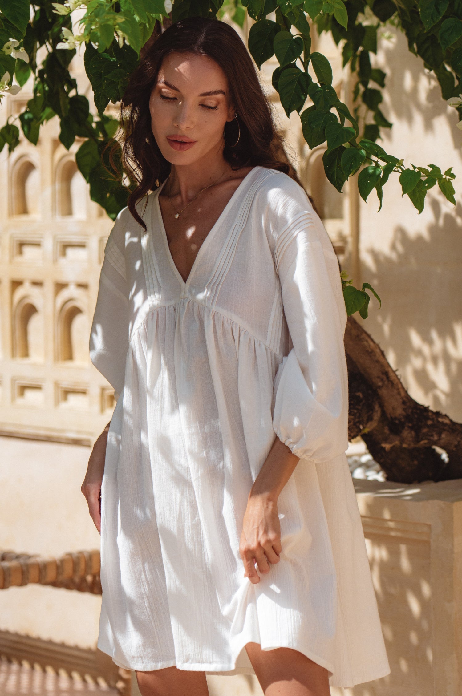 Palmira Handcrafted Linen Mini Dress-thumbmail-12