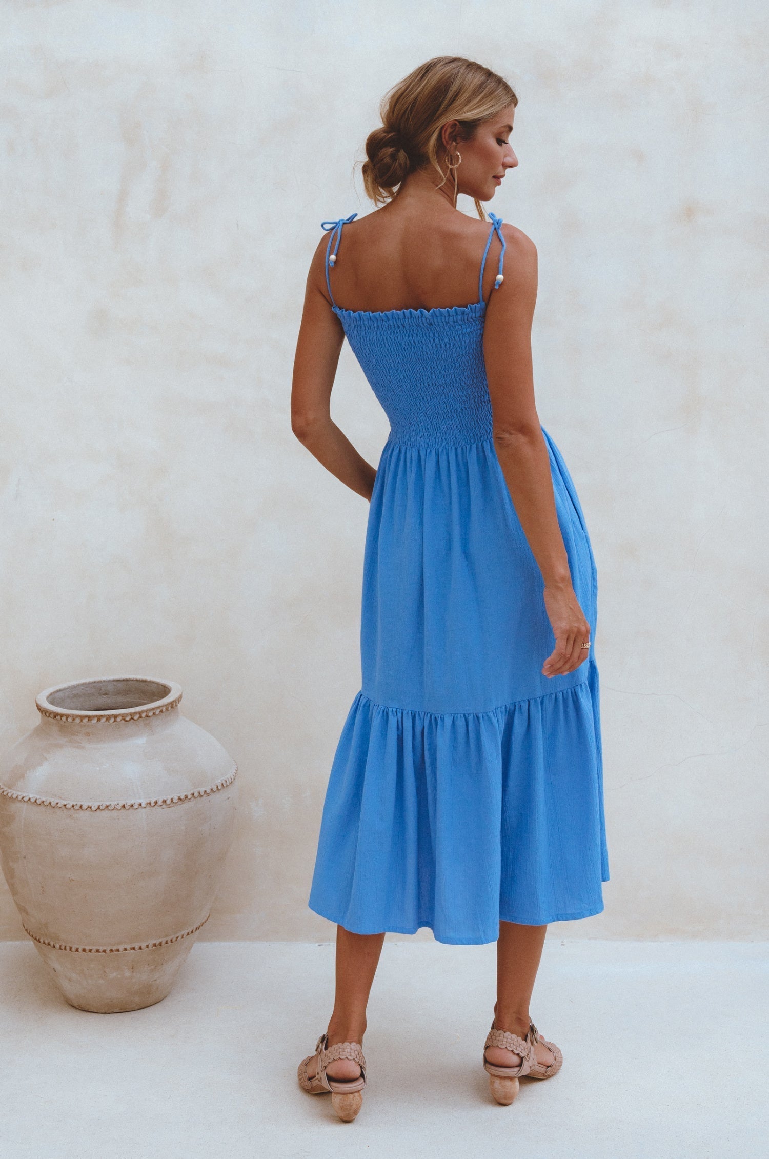 Paradiso Strappy Linen Midi Dress-thumbmail-10