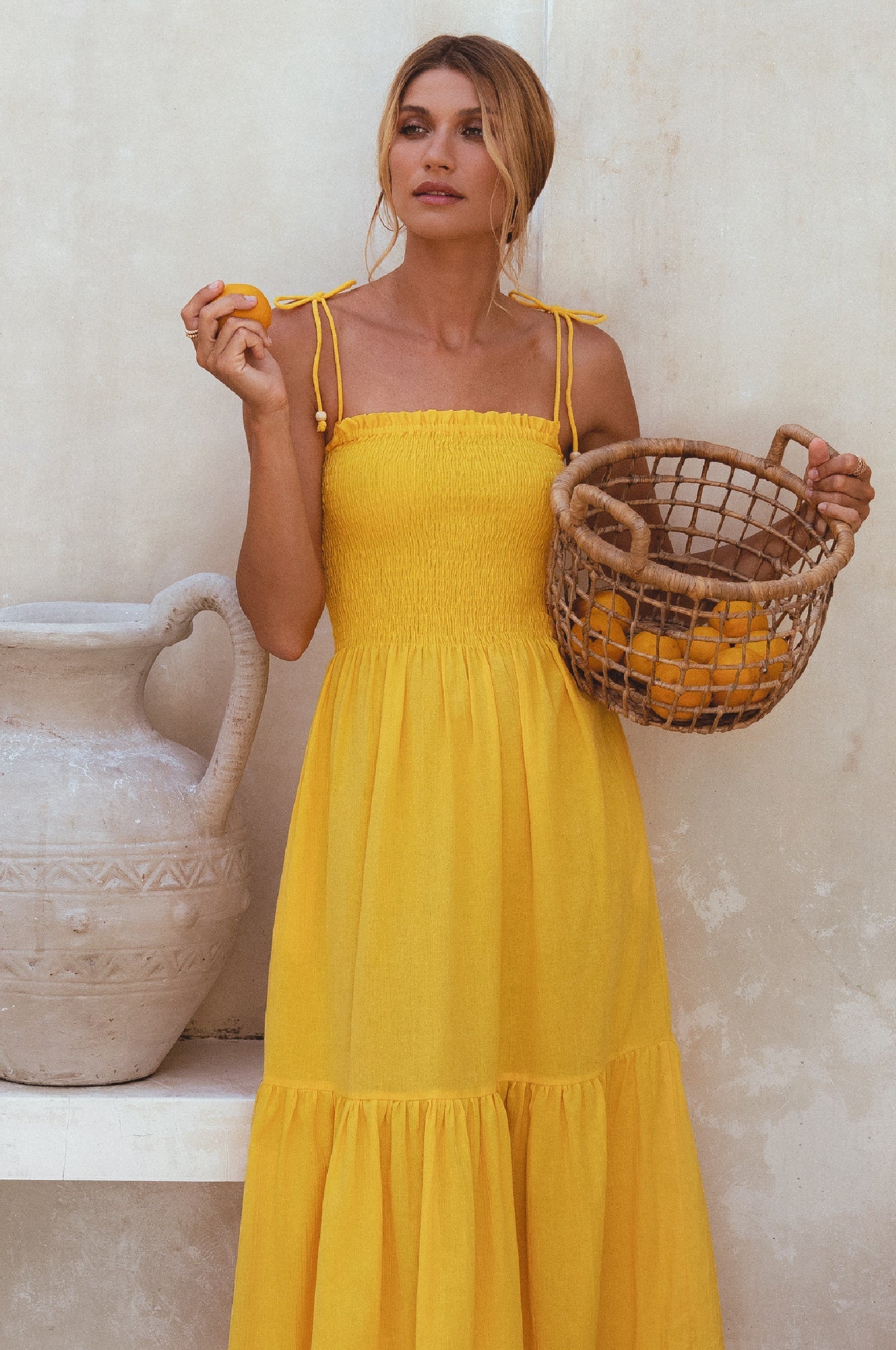 Paradiso Strappy Linen Midi Dress-thumbmail-4