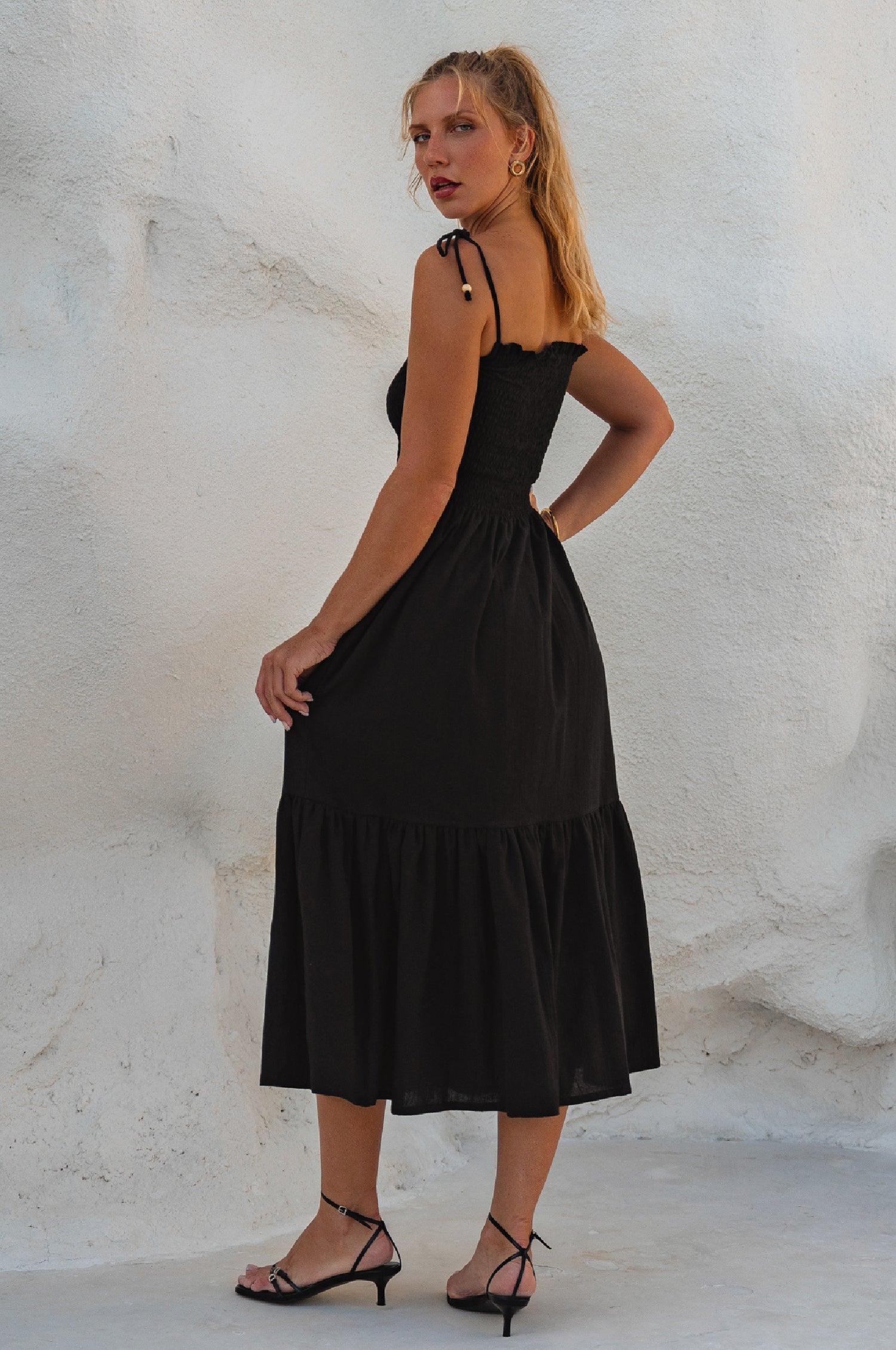 Paradiso Strappy Linen Midi Dress-thumbmail-9