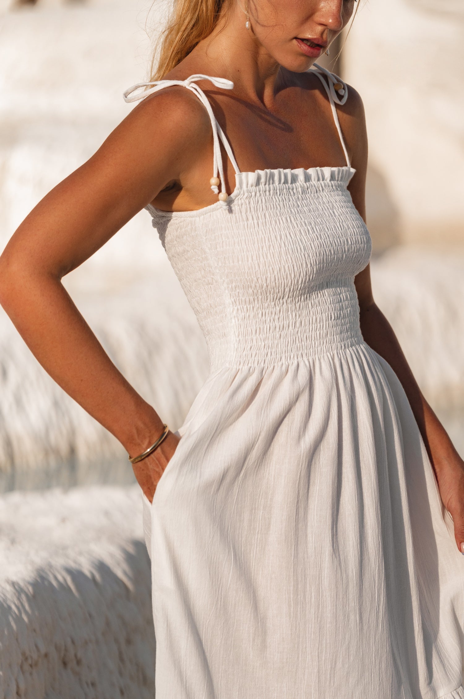 Paradiso Strappy Linen Midi Dress-thumbmail-12