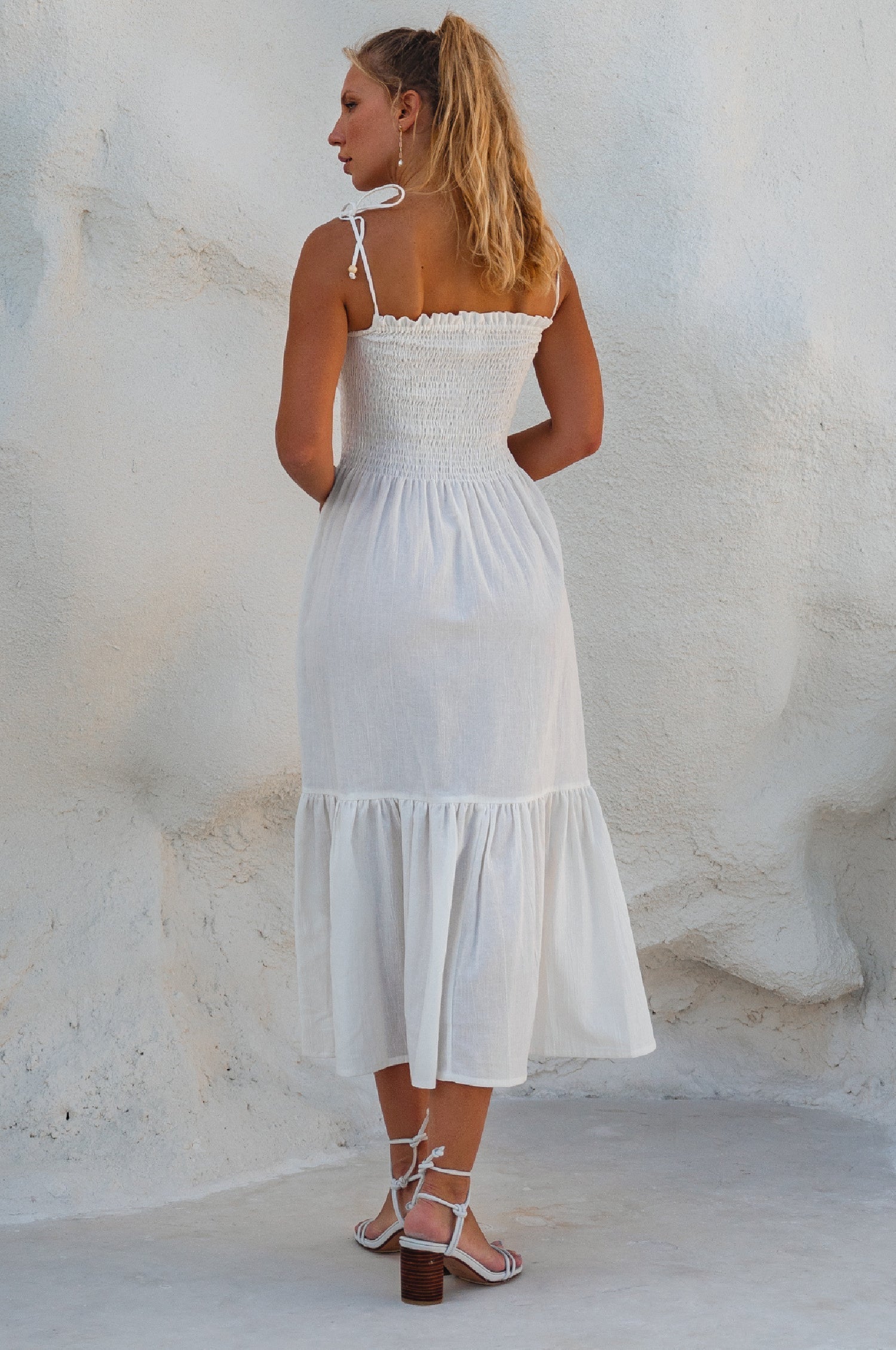 Paradiso Strappy Linen Midi Dress-thumbmail-5