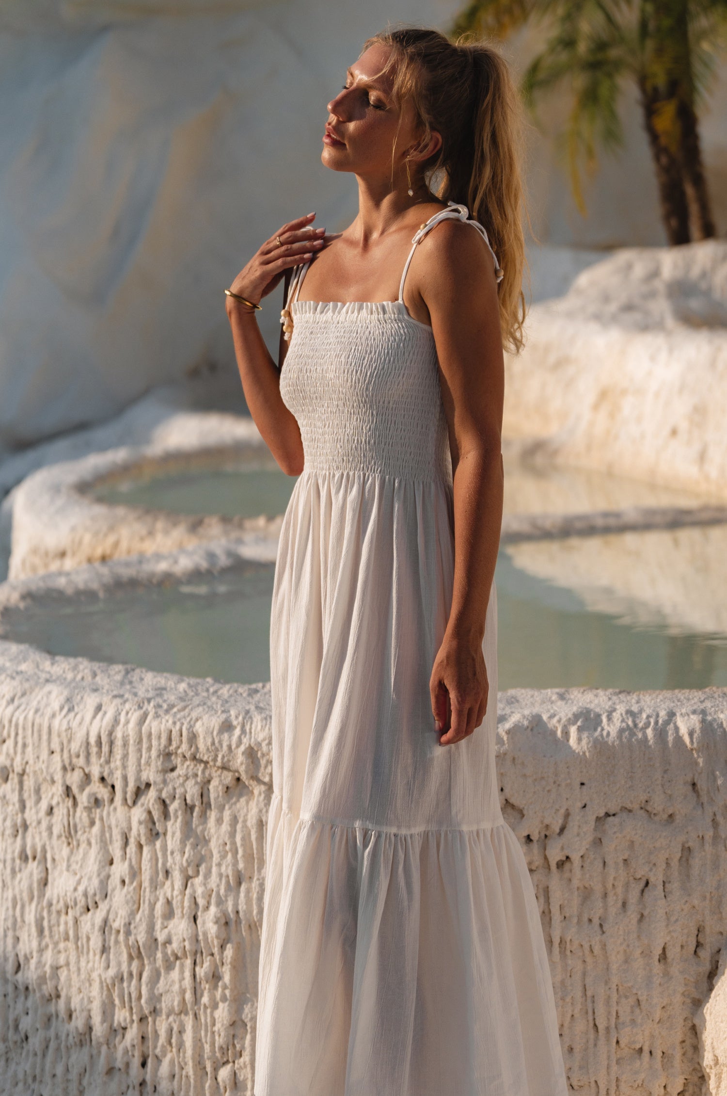 Paradiso Strappy Linen Midi Dress-thumbmail-2