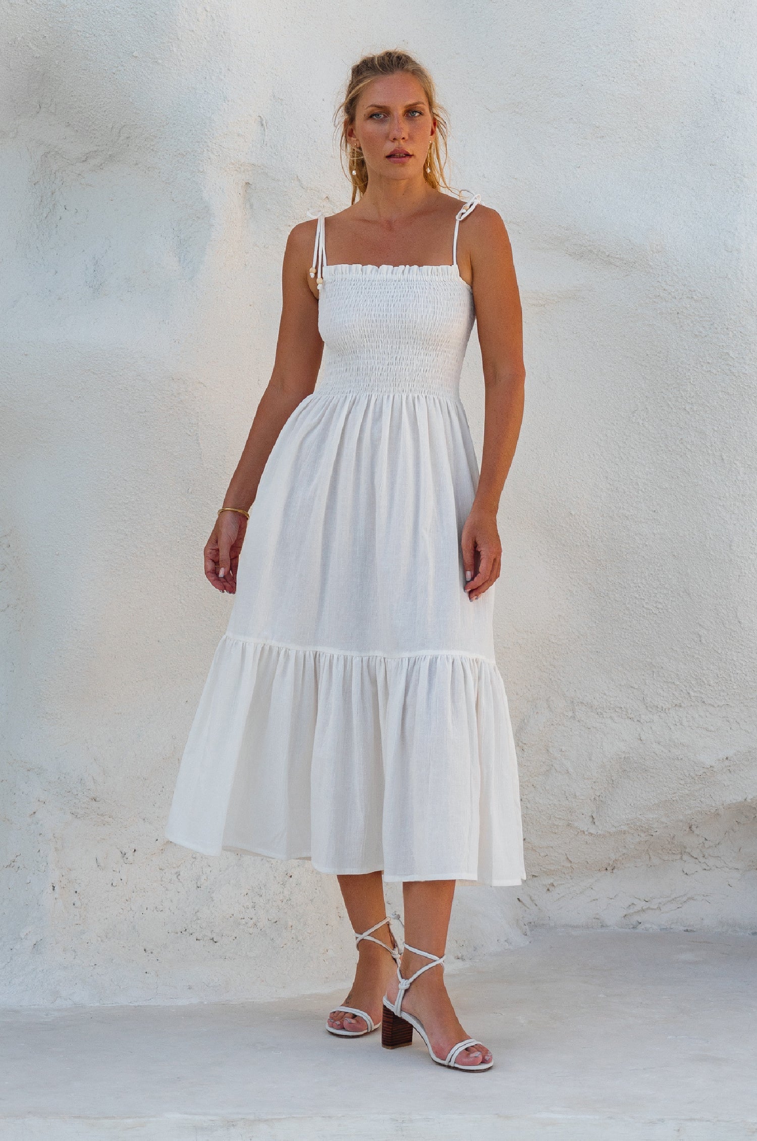Paradiso Strappy Linen Midi Dress-thumbmail-11