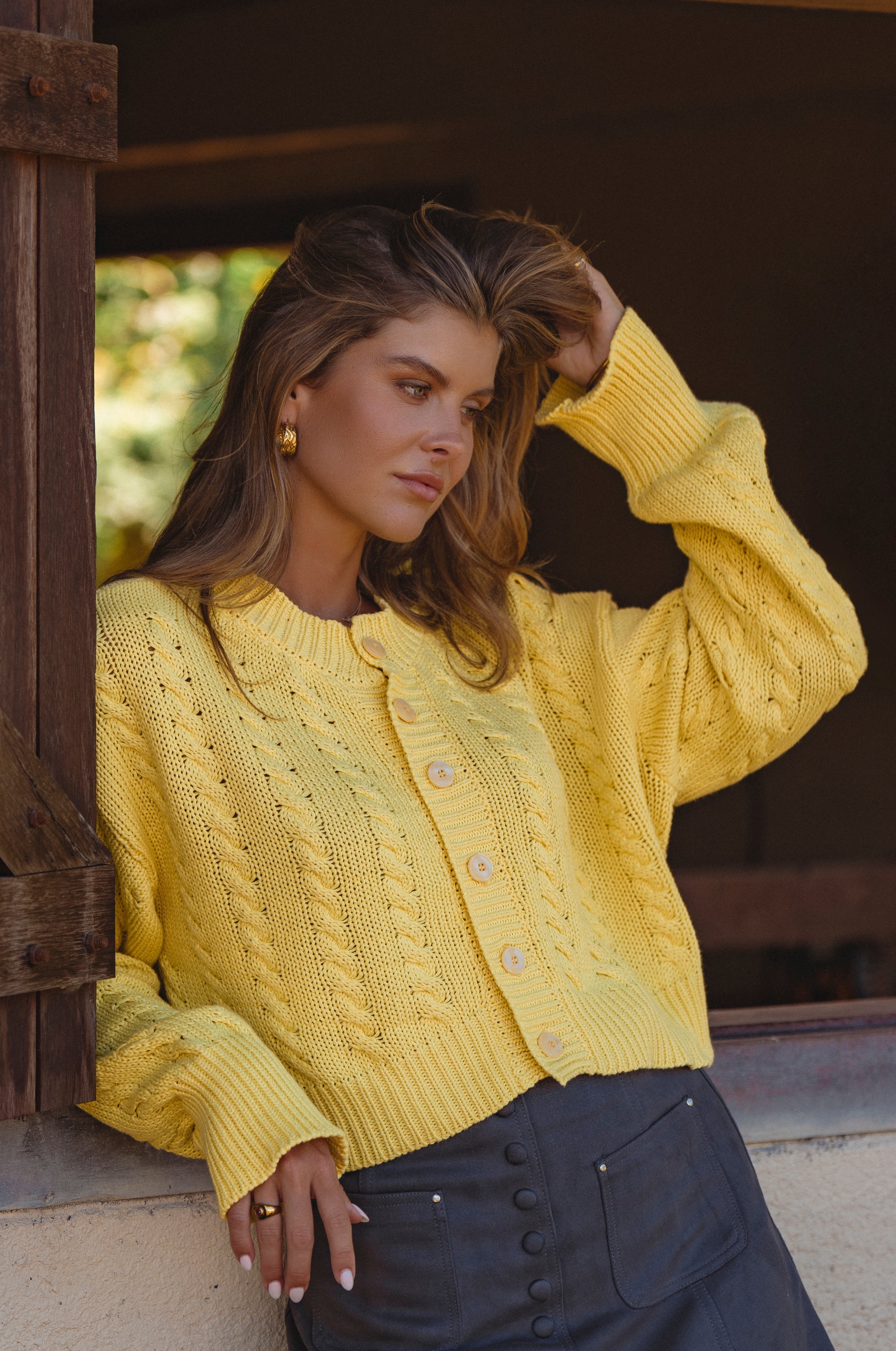 Parisse Cropped Knitted Cardigan-thumbmail-1