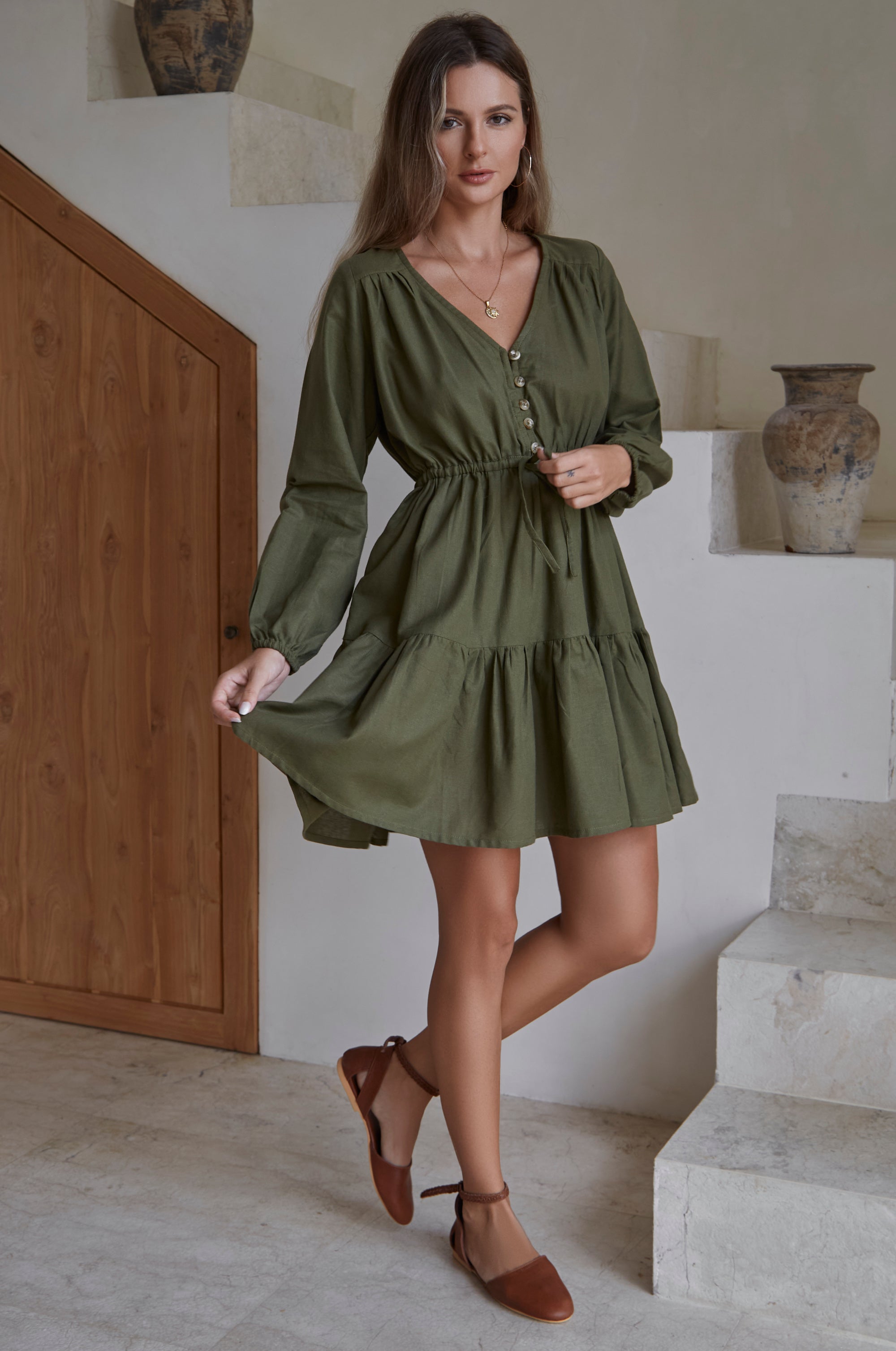 Positano Linen Mini Dress (Sale)-thumbmail-6