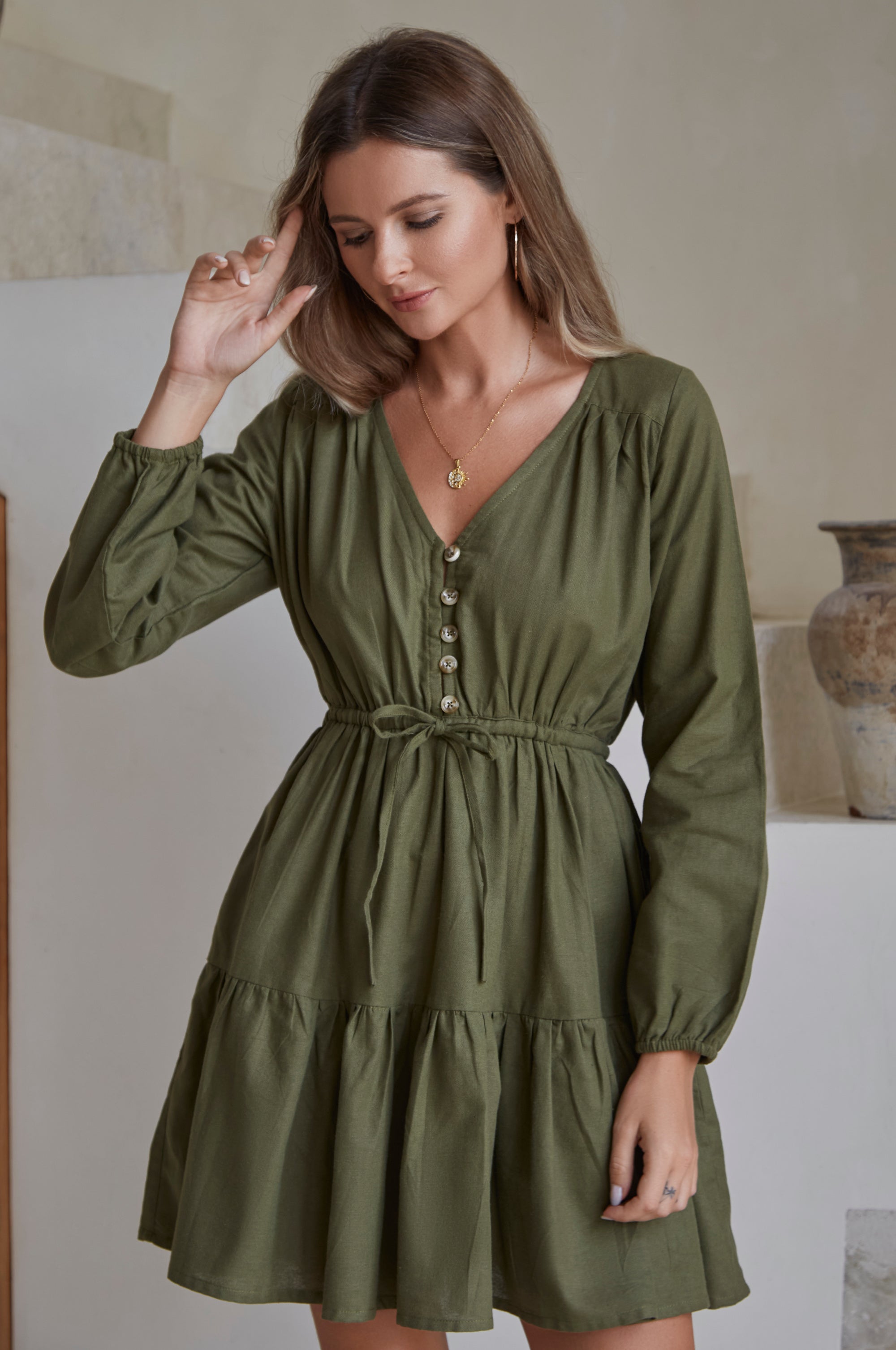 Positano Linen Mini Dress (Sale)-thumbmail-2