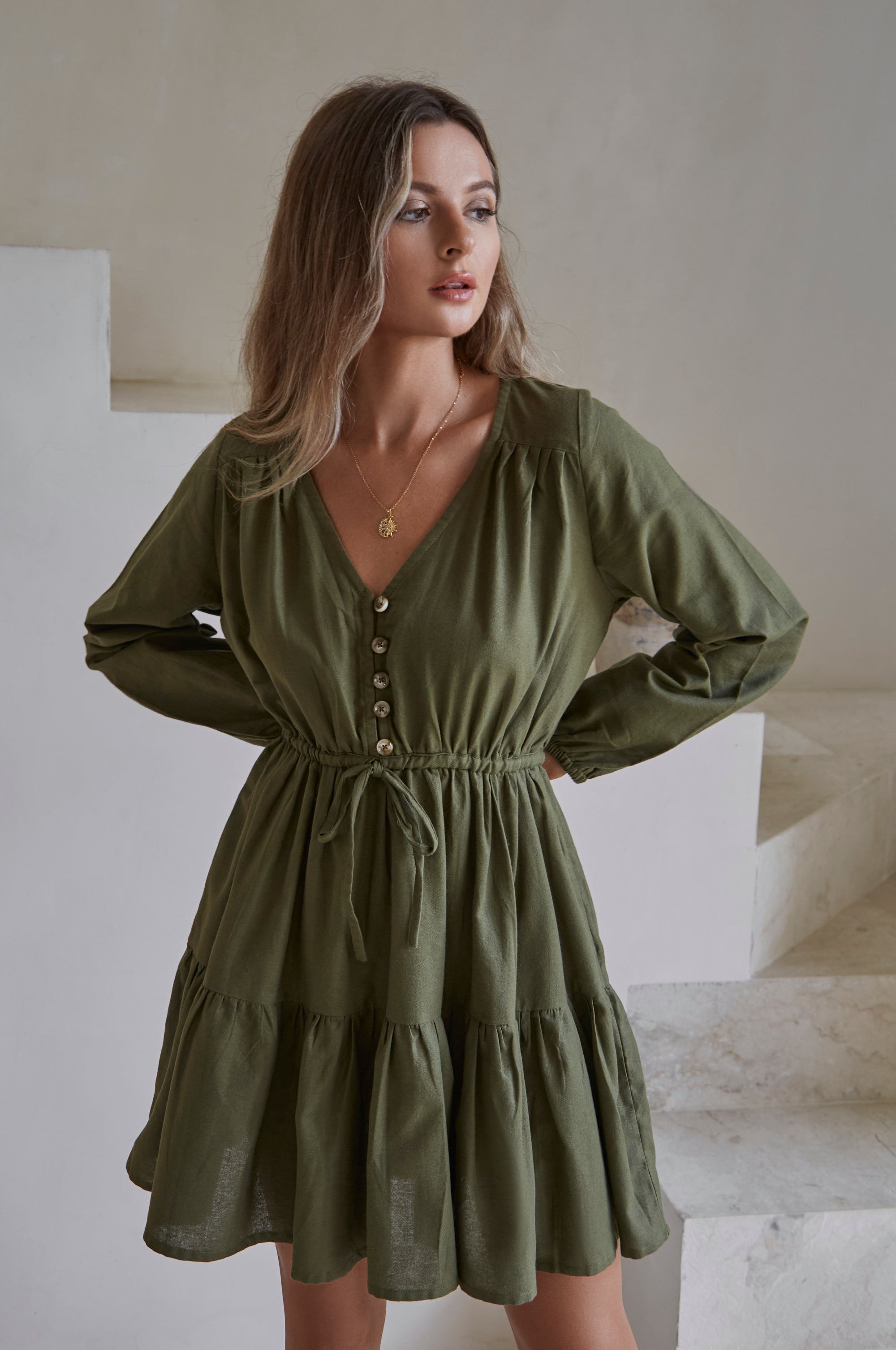 Positano Linen Mini Dress (Sale)-thumbmail-3