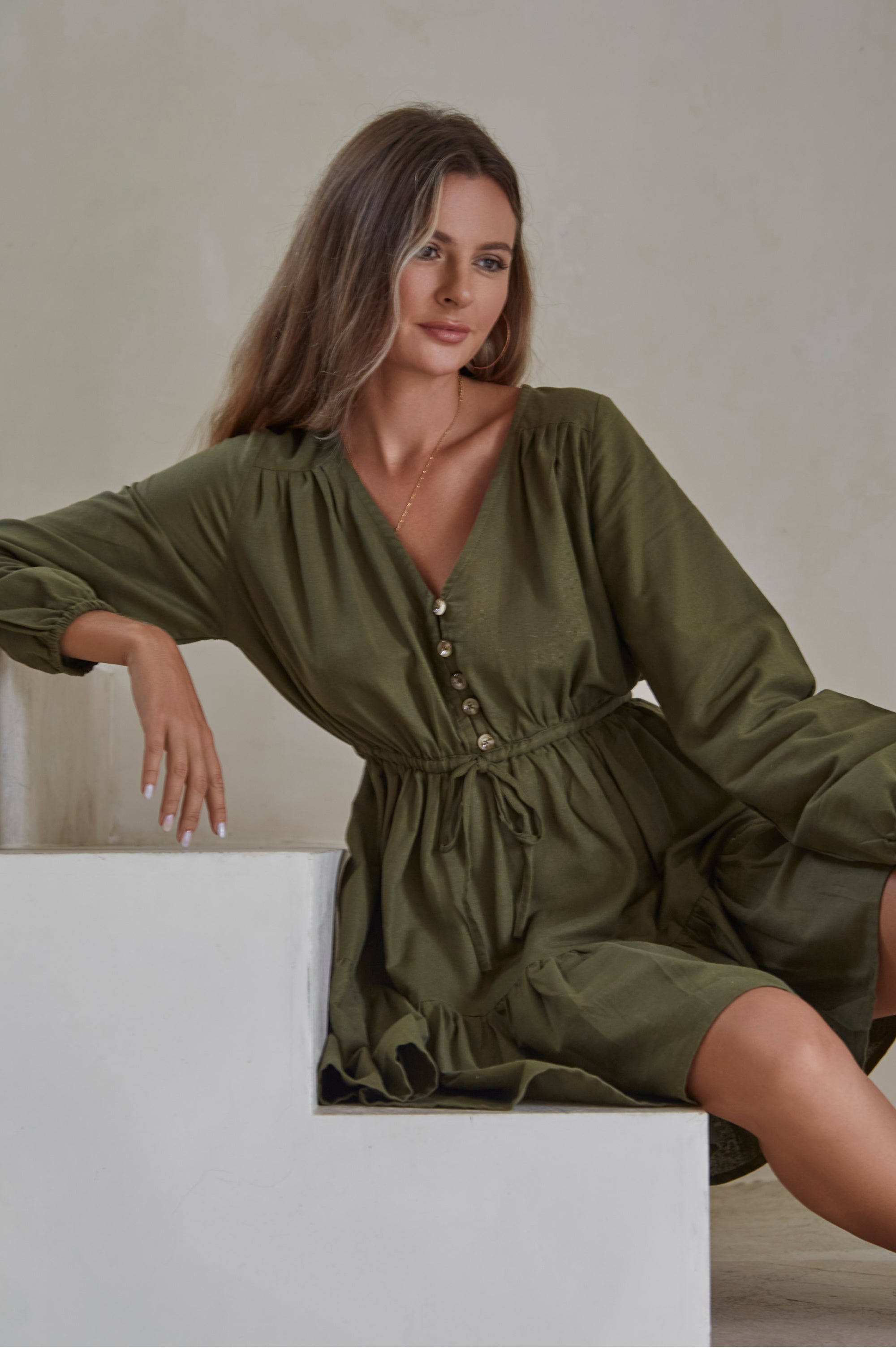 Positano Linen Mini Dress (Sale)-thumbmail-4