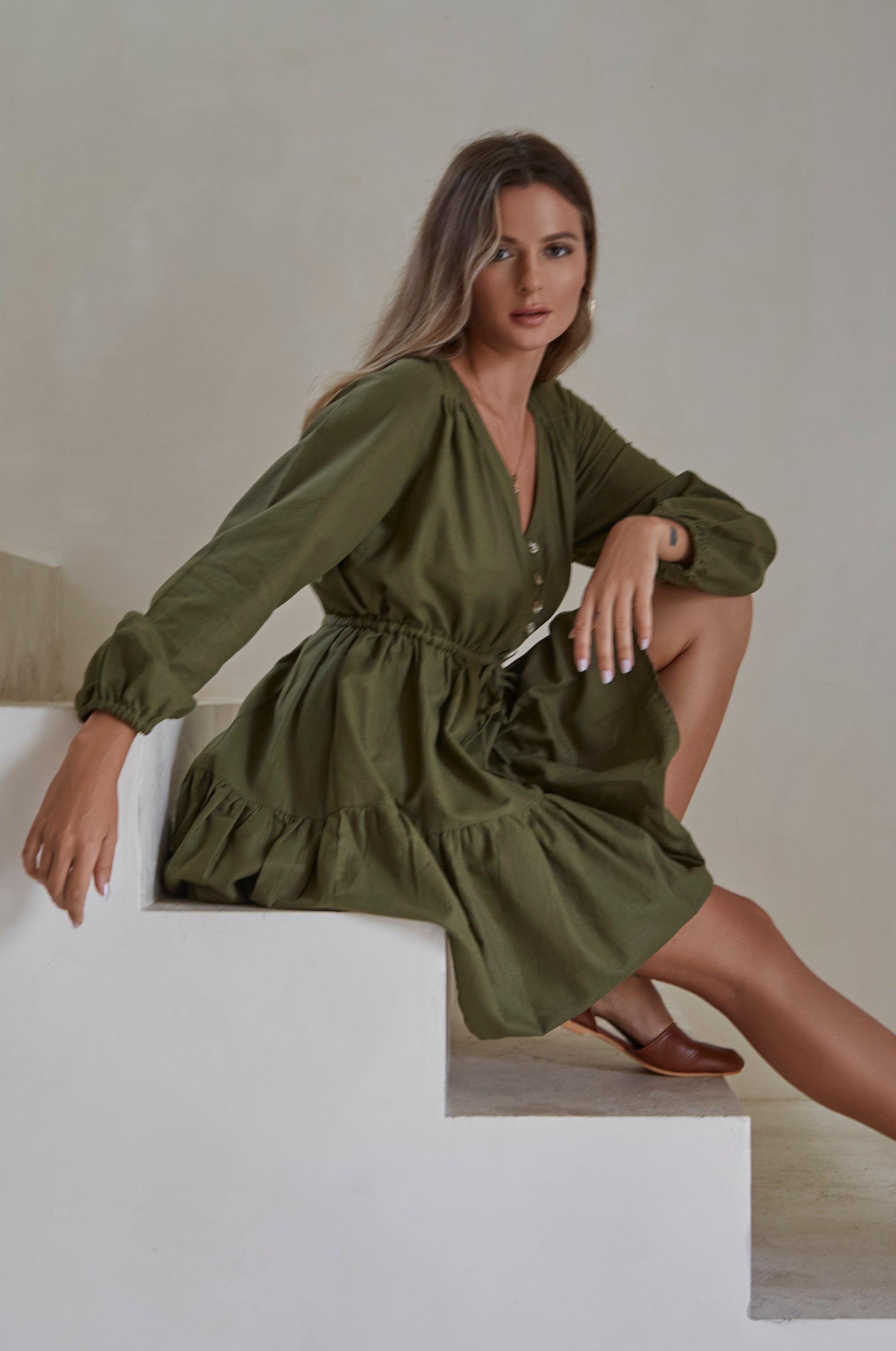 Positano Linen Mini Dress (Sale)-thumbmail-1