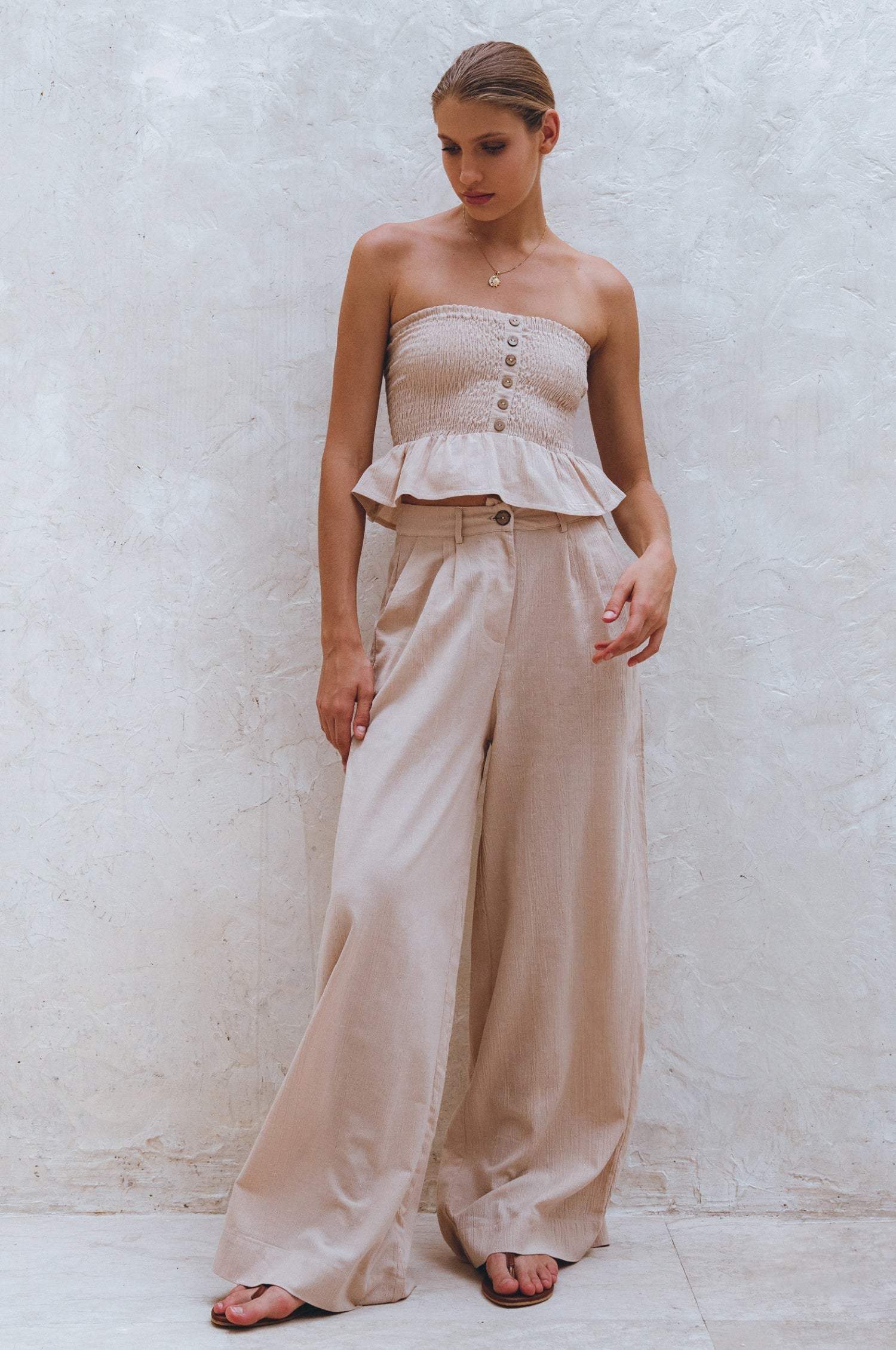 Raya Wide Leg Linen Pants-thumbmail-4