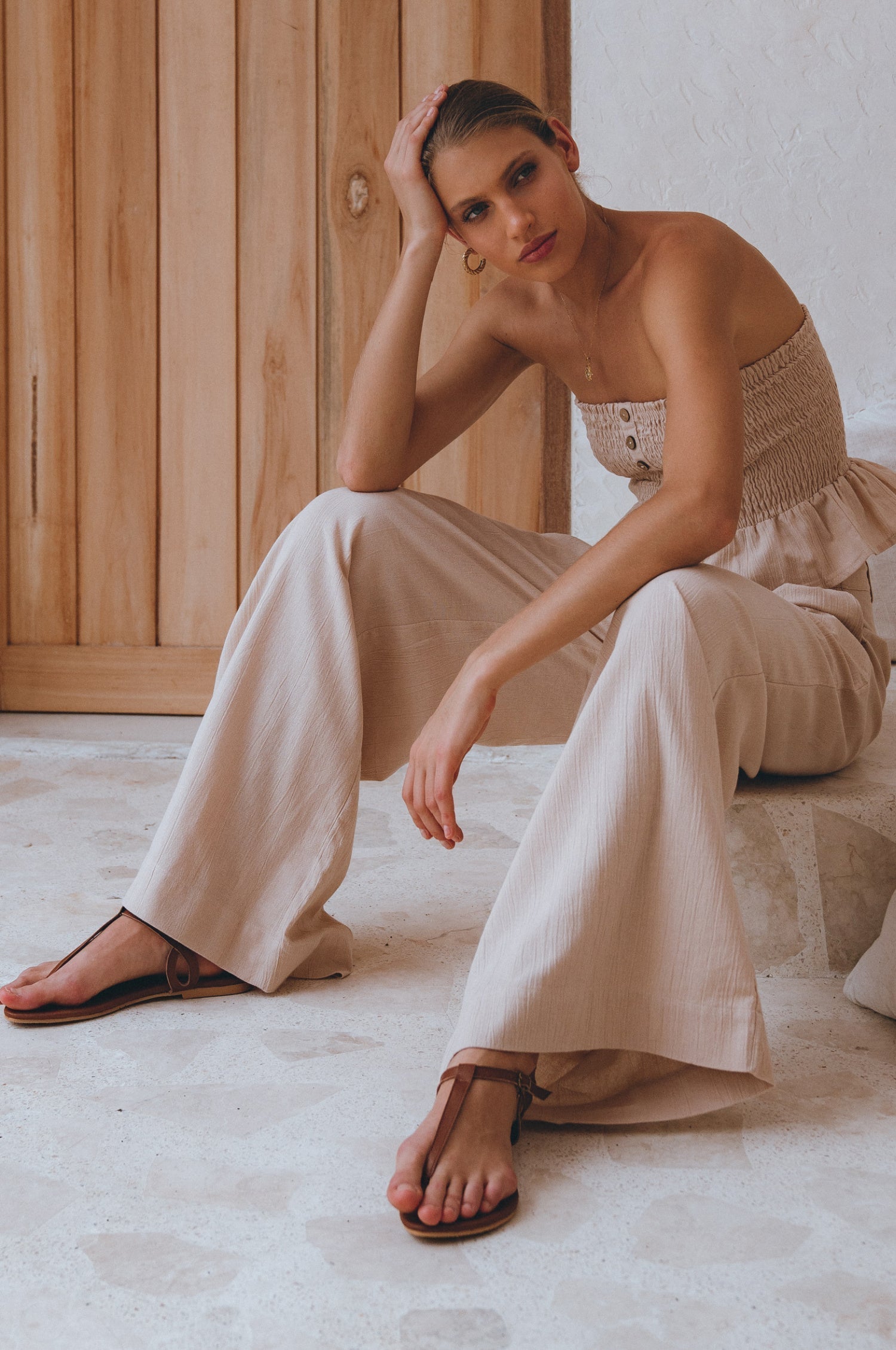 Raya Wide Leg Linen Pants-thumbmail-9