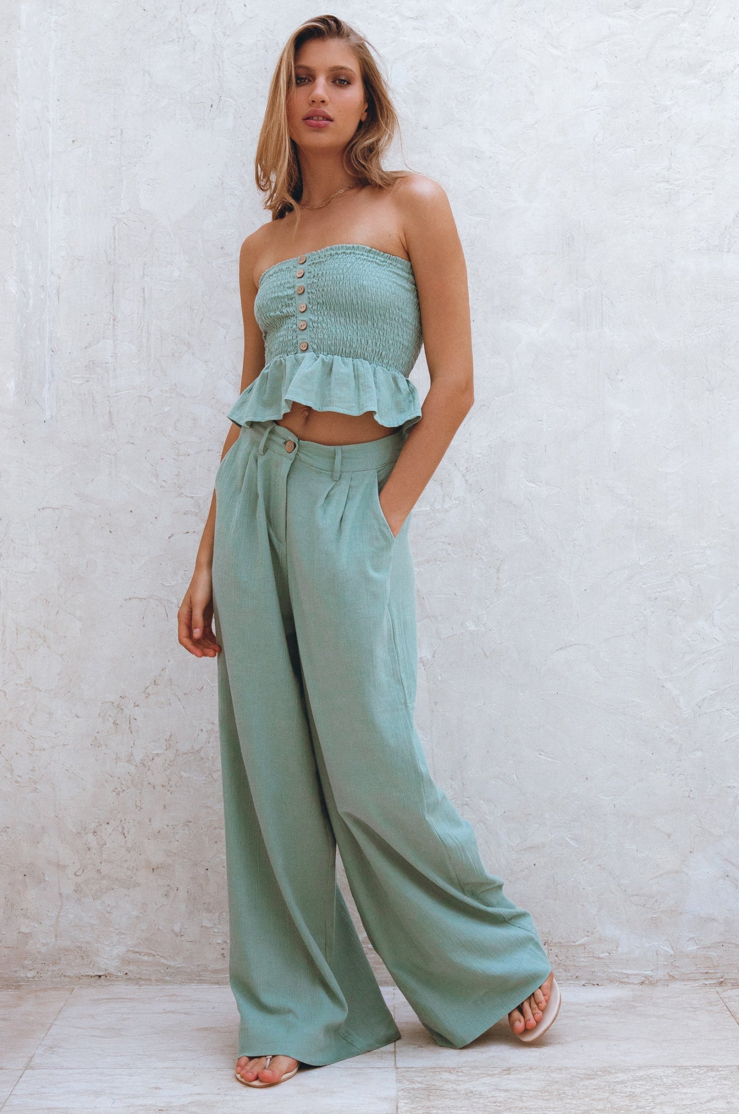 Raya Wide Leg Linen Pants-thumbmail-1