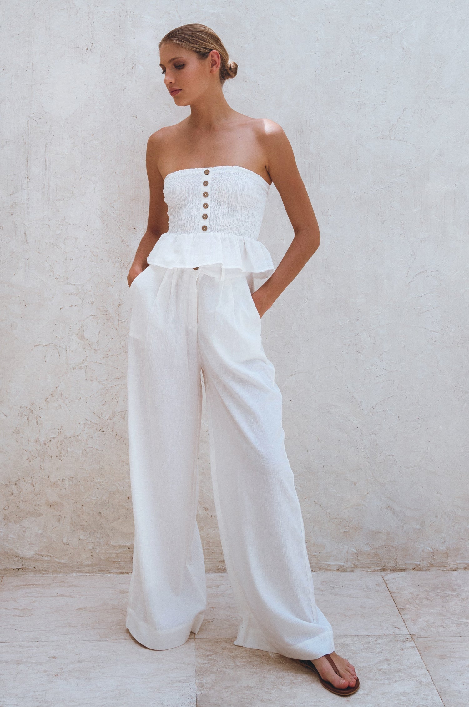 Raya Wide Leg Linen Pants-thumbmail-1