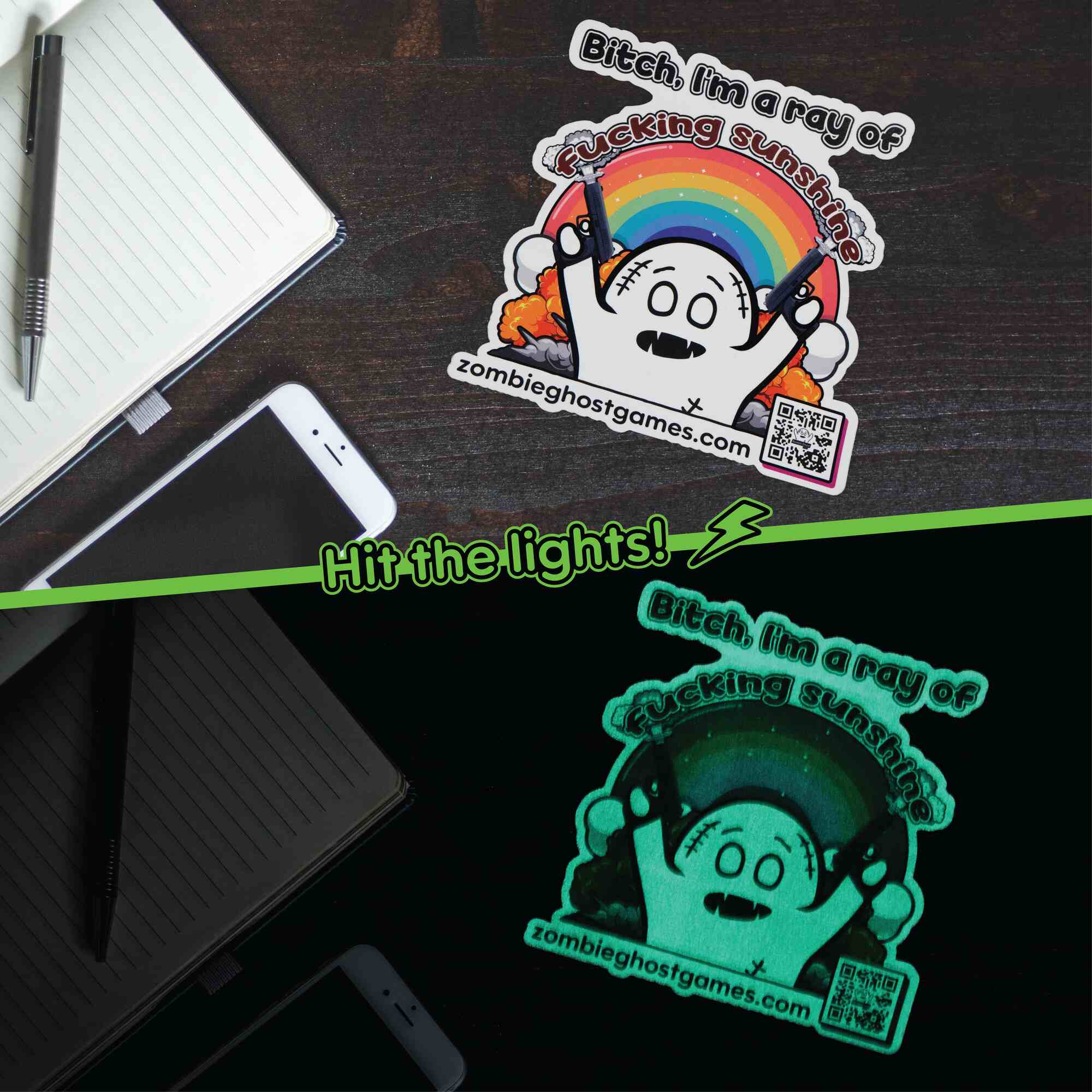 Bitch, I'm a Ray of Fucking Sunshine Glow-in-the-Dark Sticker-thumbmail-3