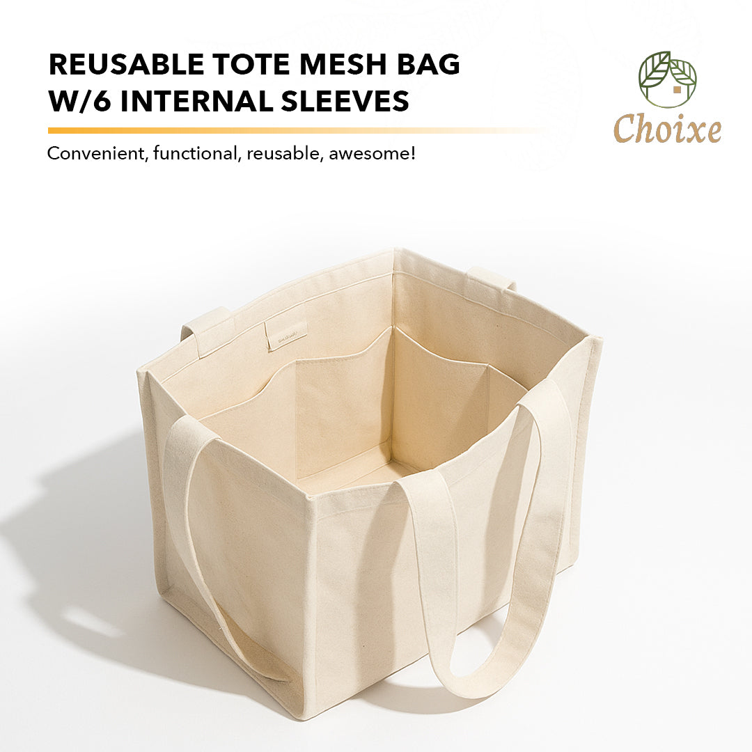 Reusable Tote Mesh Bag W/6 Internal Sleeves.-thumbmail-3