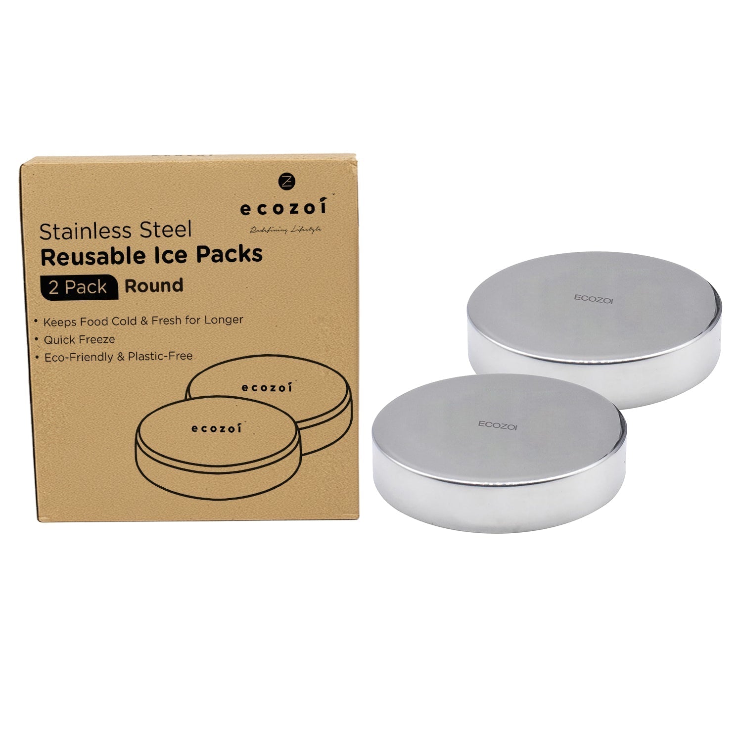 Stainless Steel Ice Packs for Lunch Bags and Coolers, 2 Pack Round Shape-thumbmail-1