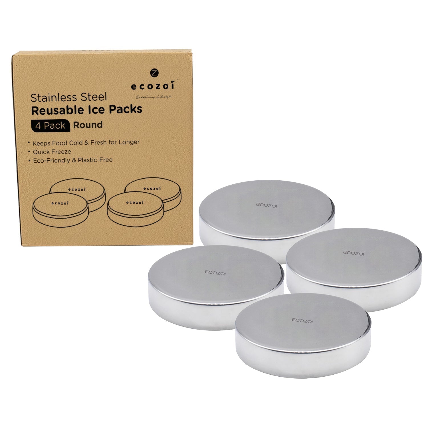 Stainless Steel Ice Packs for Lunch Bags and Coolers, 4 Pack Round Shape-thumbmail-1