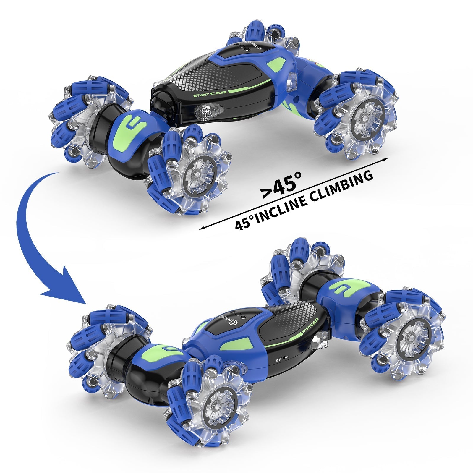 Contixo SC10 Cobra Speed Crawler RC Stunt Car - 4WD With Remote & Gesture Control, Blue-thumbmail-2