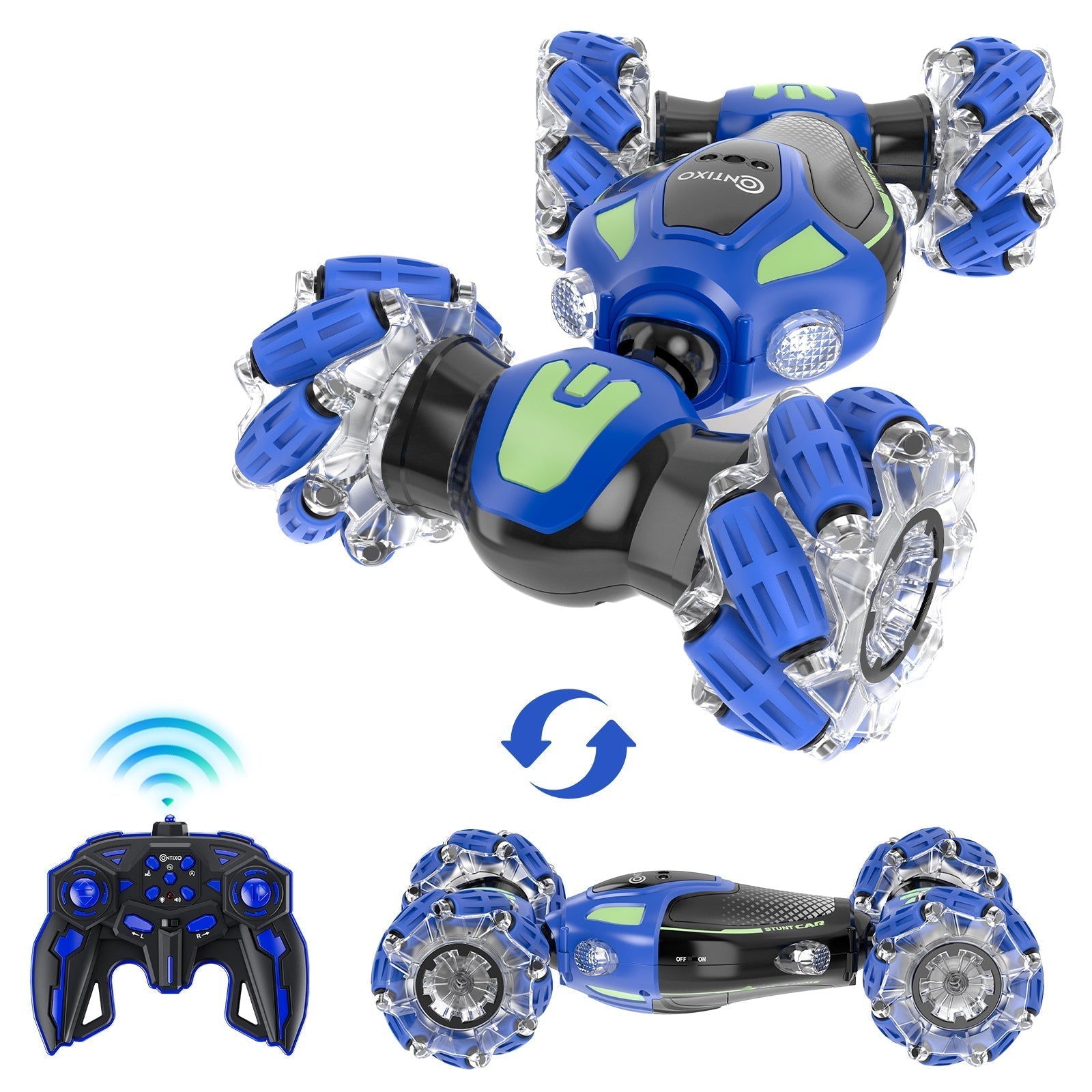 Contixo SC10 Cobra Speed Crawler RC Stunt Car - 4WD With Remote & Gesture Control, Blue-thumbmail-4
