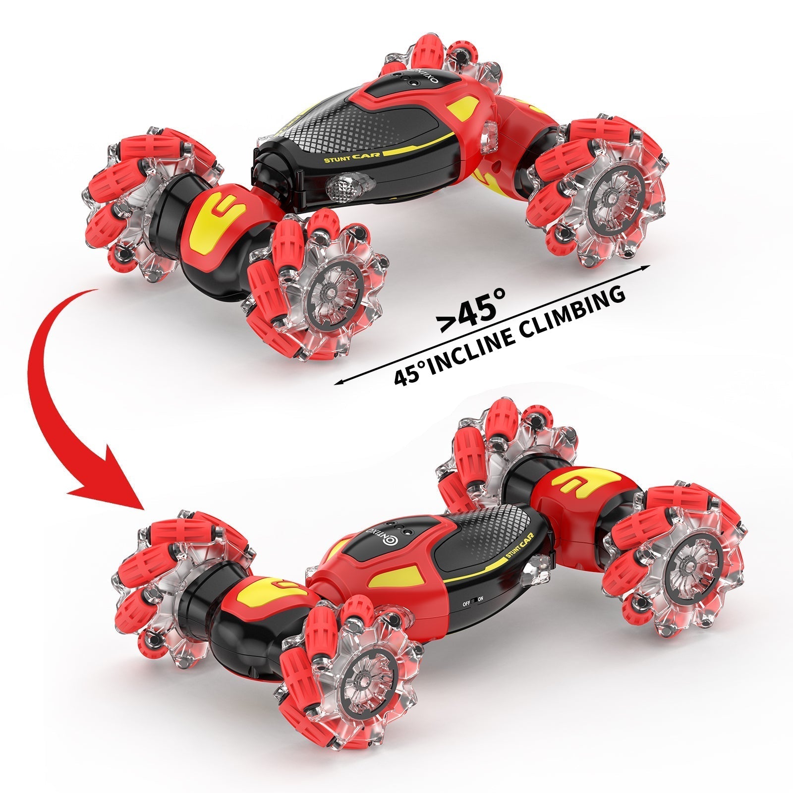Contixo SC10 Cobra Speed Crawler RC Stunt Car - 4WD With Remote & Gesture Control, Red-thumbmail-2