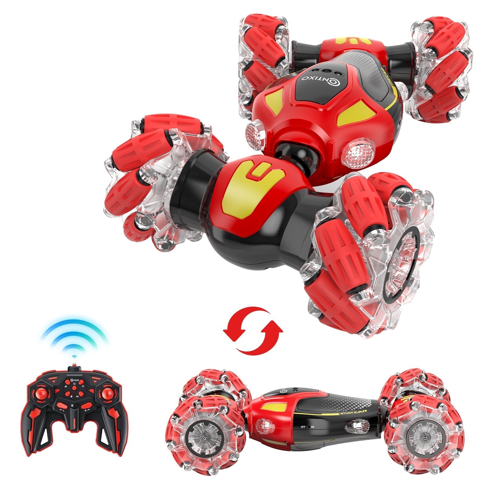 Contixo SC10 Cobra Speed Crawler RC Stunt Car - 4WD With Remote & Gesture Control, Red-thumbmail-4