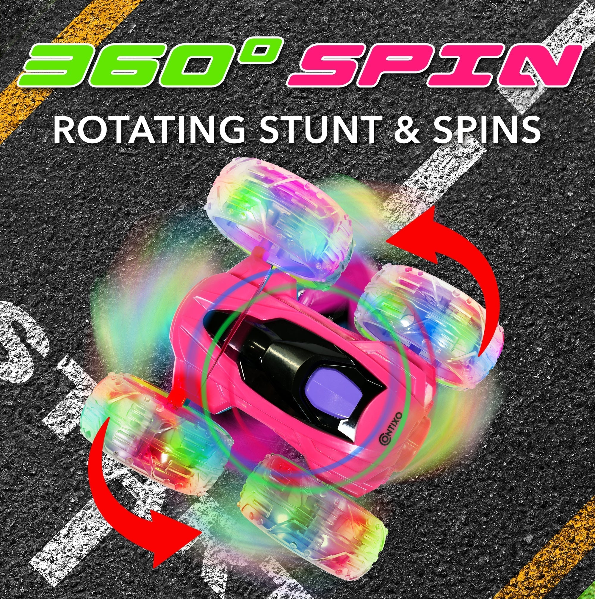 Contixo RC Stunt Car 4WD - 360 Spins, LED Lights-thumbmail-6