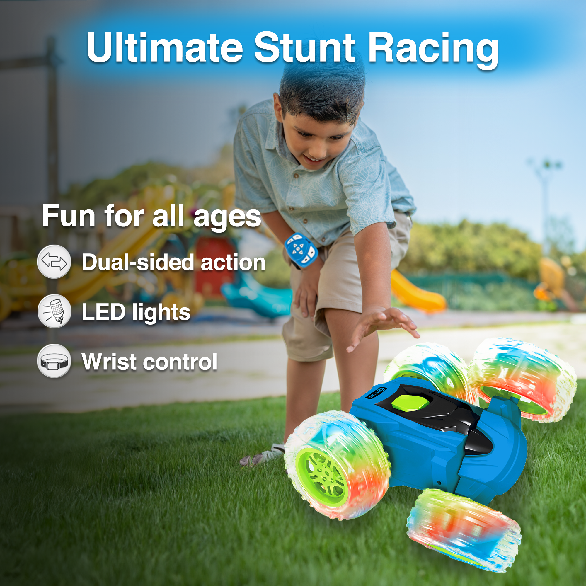 Contixo RC Stunt Car 4WD - 360 Spins, LED Lights-thumbmail-2