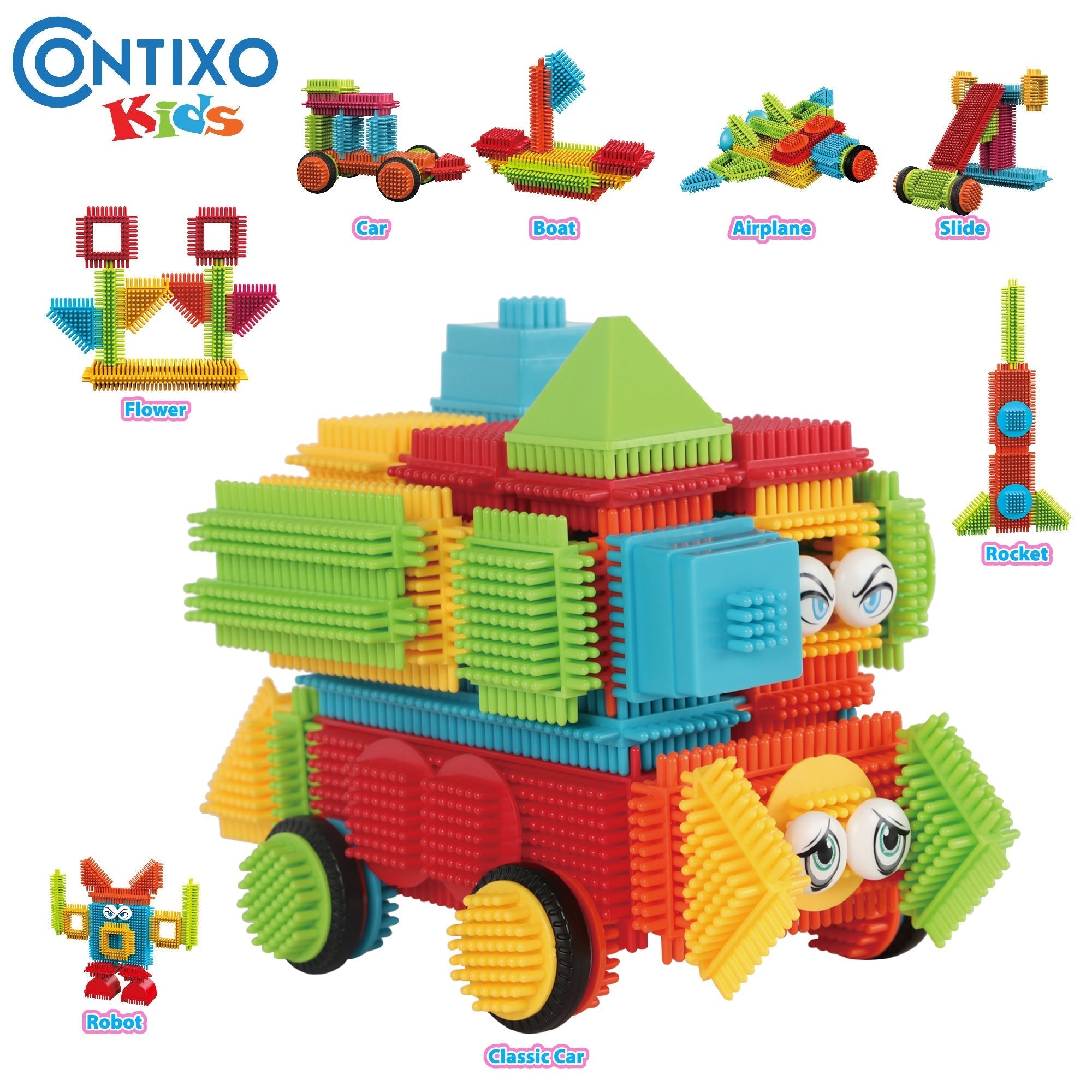 Contixo ST6 100 Pcs Bristle Shape 3D Tile STEM Building Block Set-thumbmail-5