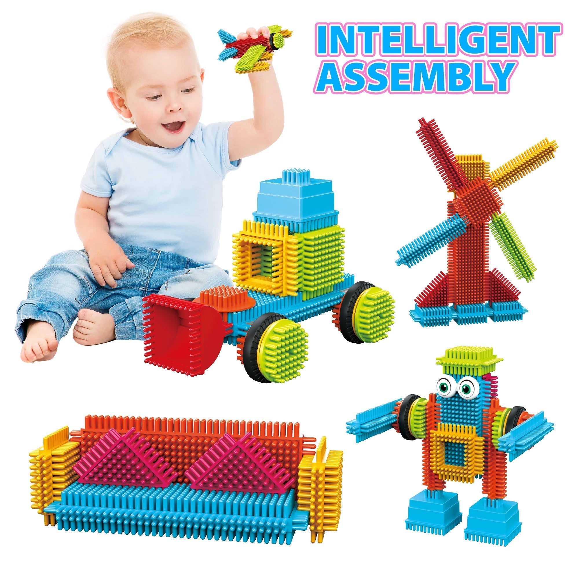 Contixo ST6 100 Pcs Bristle Shape 3D Tile STEM Building Block Set-thumbmail-6