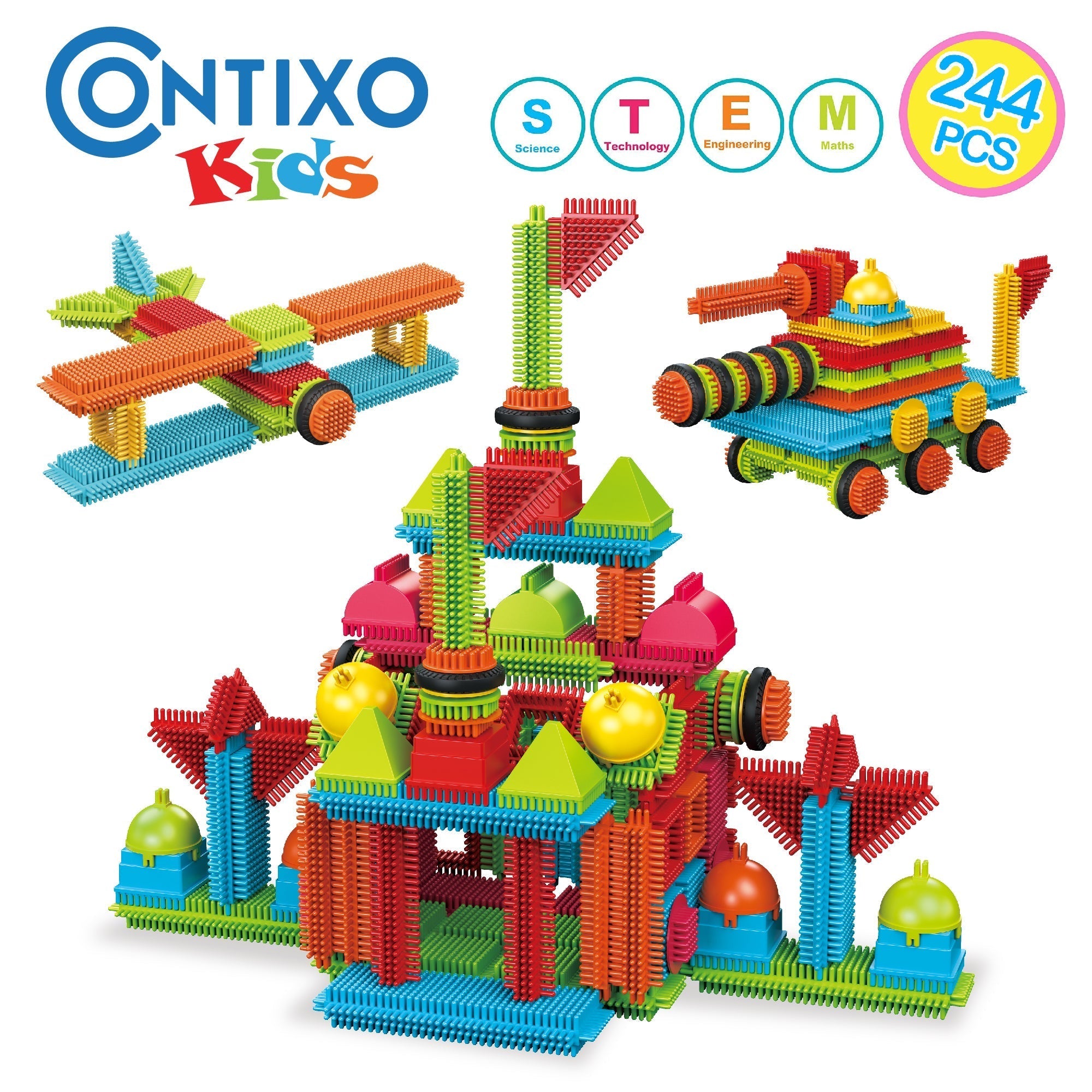Contixo ST7 244 Pcs Bristle Shape 3D Tile STEM Building Block Set-thumbmail-4