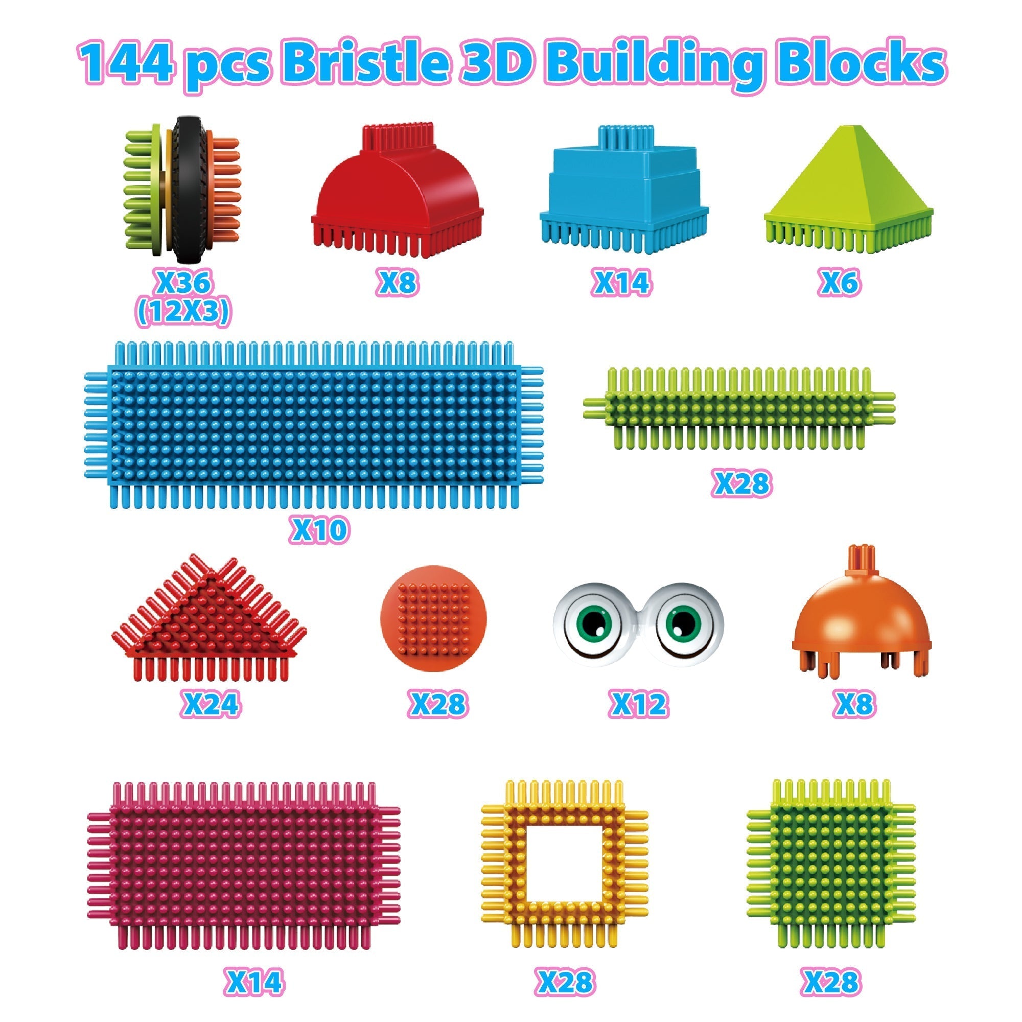 Contixo ST7 244 Pcs Bristle Shape 3D Tile STEM Building Block Set-thumbmail-7