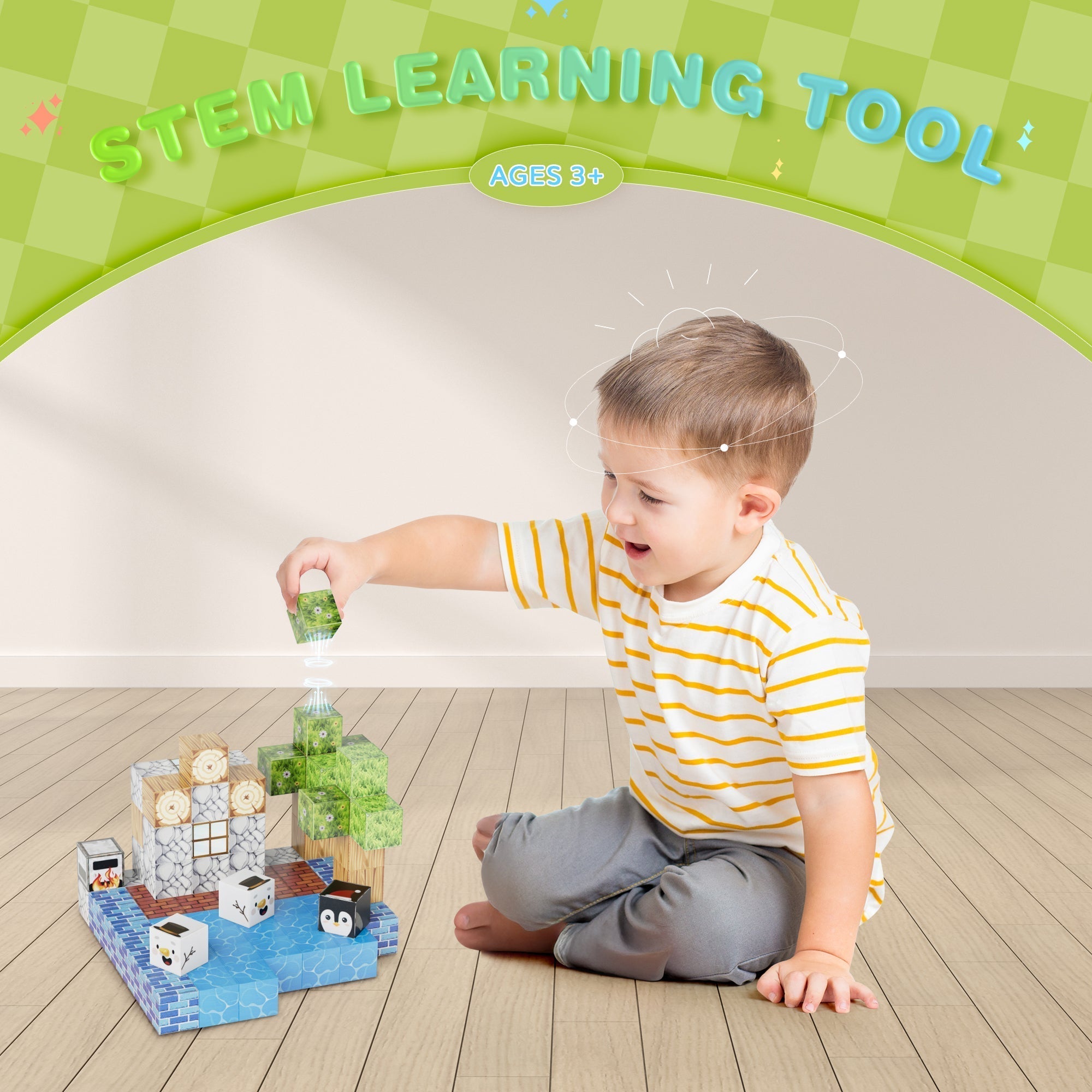 Contixo ST13 Magnetic Blocks, 100 PCS Magnetic Building Cube Game, Sensory Toys for Boys & Girls, STEM Stacking Toy Gifts for Age 3-12-thumbmail-10