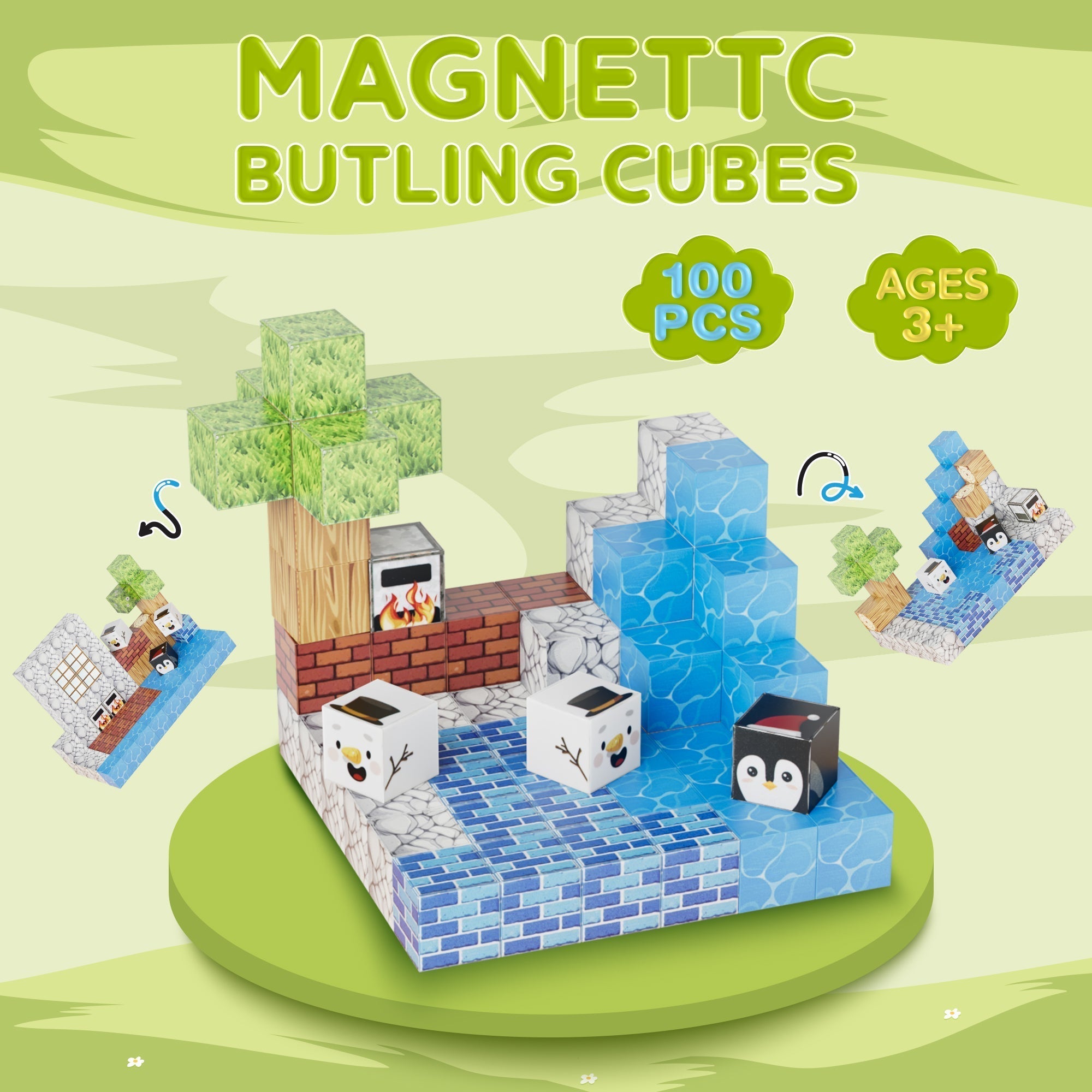 Contixo ST13 Magnetic Blocks, 100 PCS Magnetic Building Cube Game, Sensory Toys for Boys & Girls, STEM Stacking Toy Gifts for Age 3-12-thumbmail-9