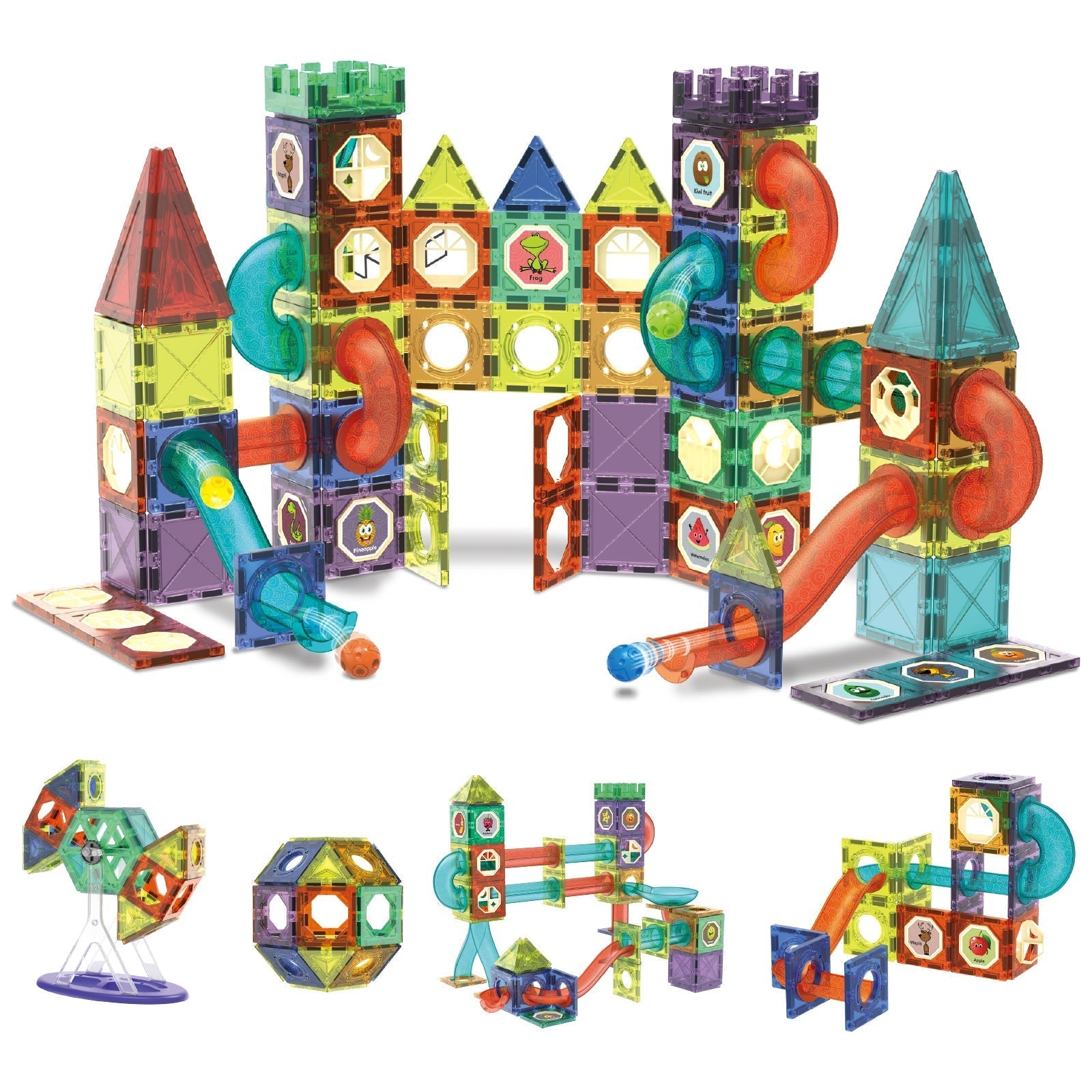 Contixo ST8 Magnetic Light-Up 3D Tiles Building Set - 110 Piece STEM Marble Run Blocks for Kids, Fun Educational Toy for Boys & Girls Ages-thumbmail-2