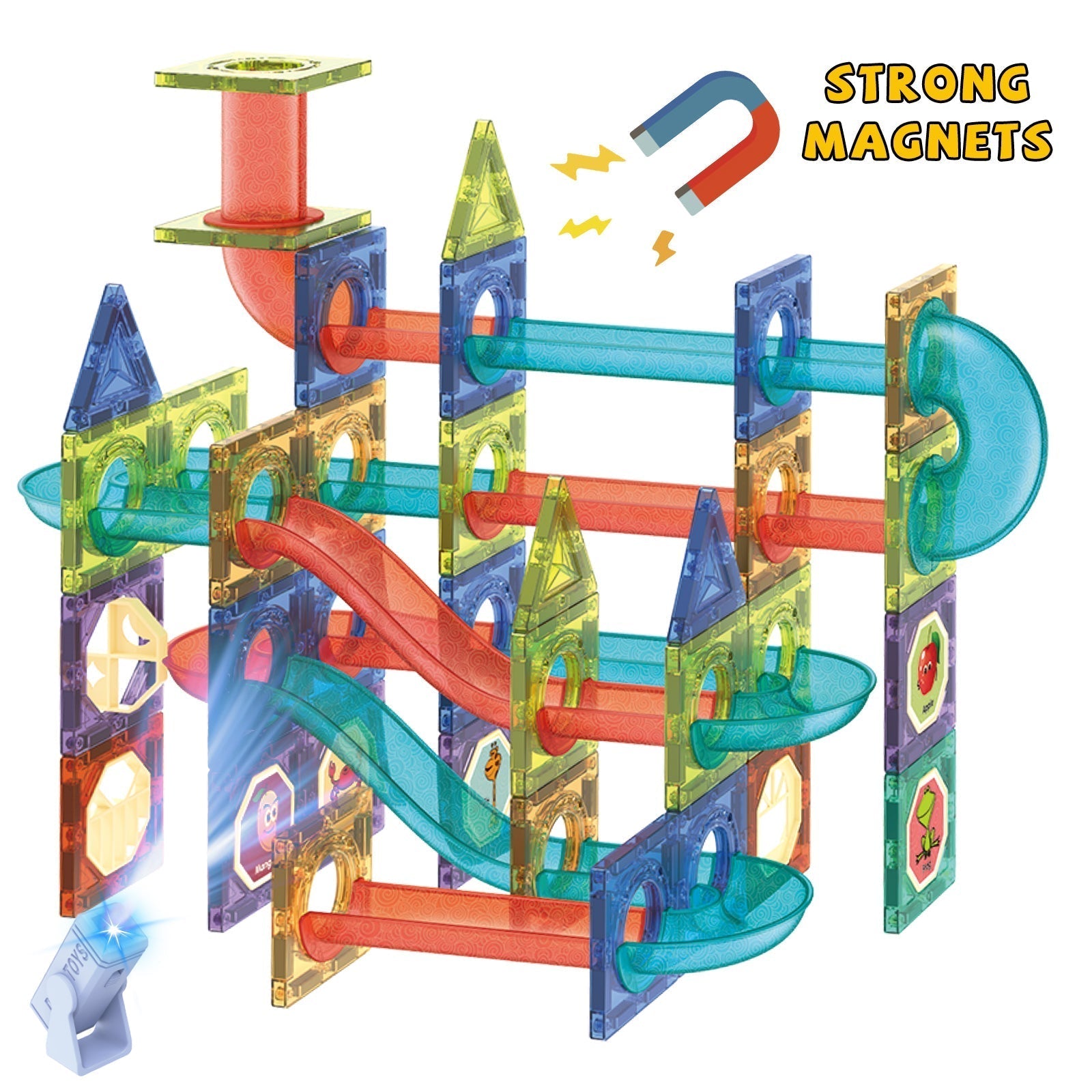 Contixo ST8 Magnetic Light-Up 3D Tiles Building Set - 110 Piece STEM Marble Run Blocks for Kids, Fun Educational Toy for Boys & Girls Ages-thumbmail-3