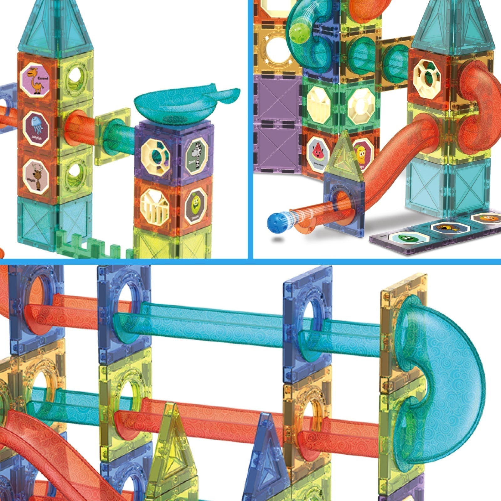 Contixo ST8 Magnetic Light-Up 3D Tiles Building Set - 110 Piece STEM Marble Run Blocks for Kids, Fun Educational Toy for Boys & Girls Ages-thumbmail-4