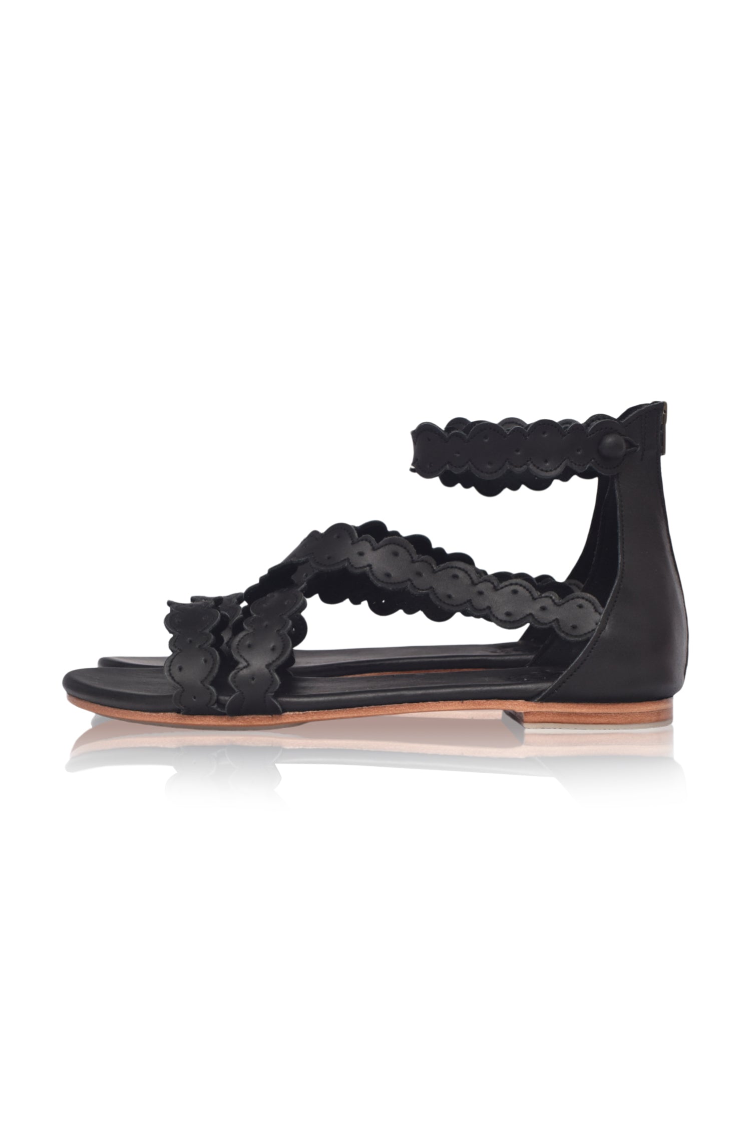 Salty Sea Criss Cross Leather Sandals-thumbmail-1
